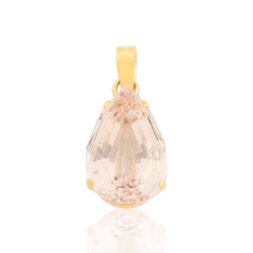 Vintage 18k Yellow Gold 32.48ct Morganite Oversized Dazzling Step-Cut Pear Pendant