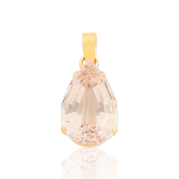 Vintage 18k Yellow Gold 32.48ct Morganite Oversized Dazzling Step-Cut Pear Pendant - Close-up view