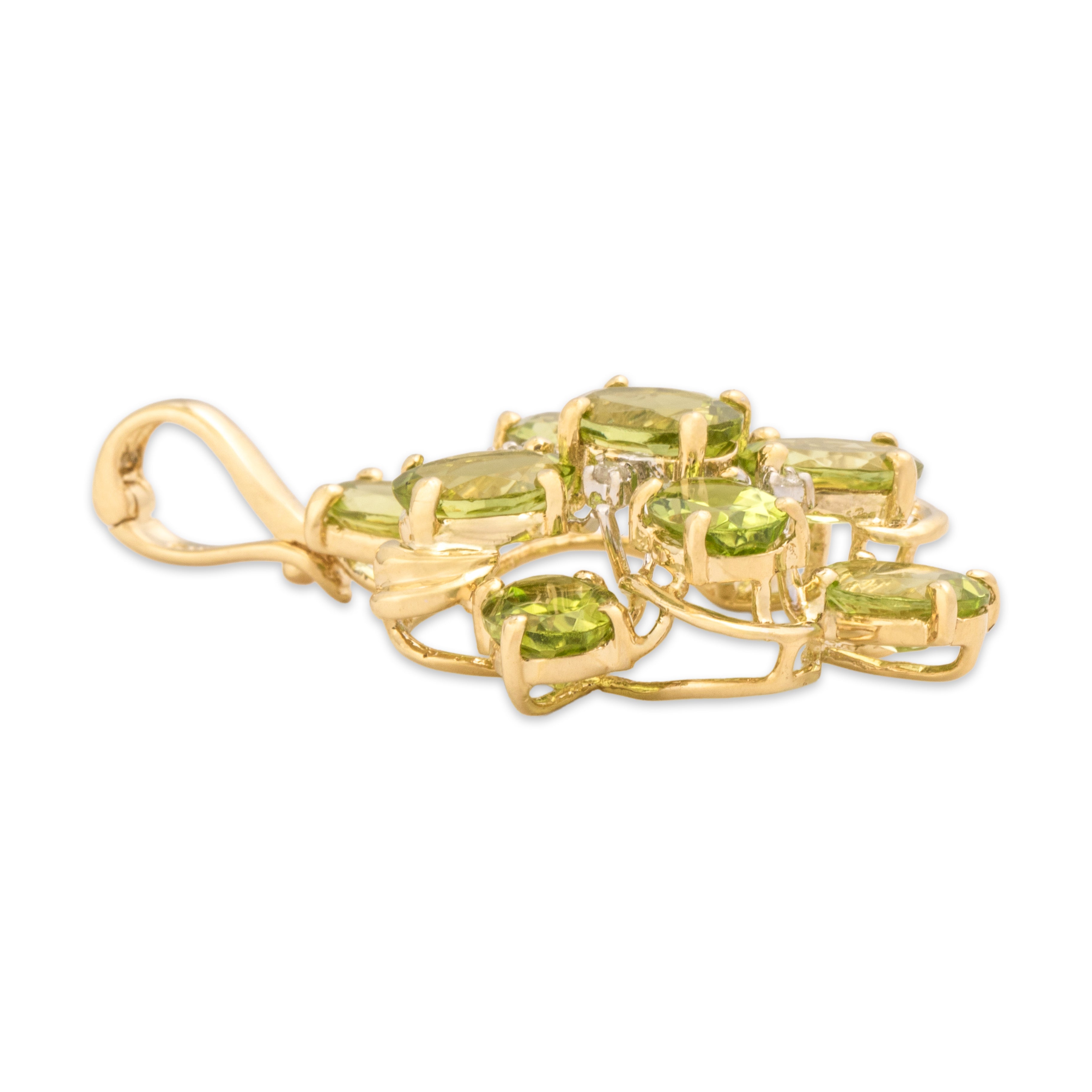 Vintage 14k Yellow Gold 6.46cttw Peridot Diamond Bold Sparkling Enhancer Pendant - Side view