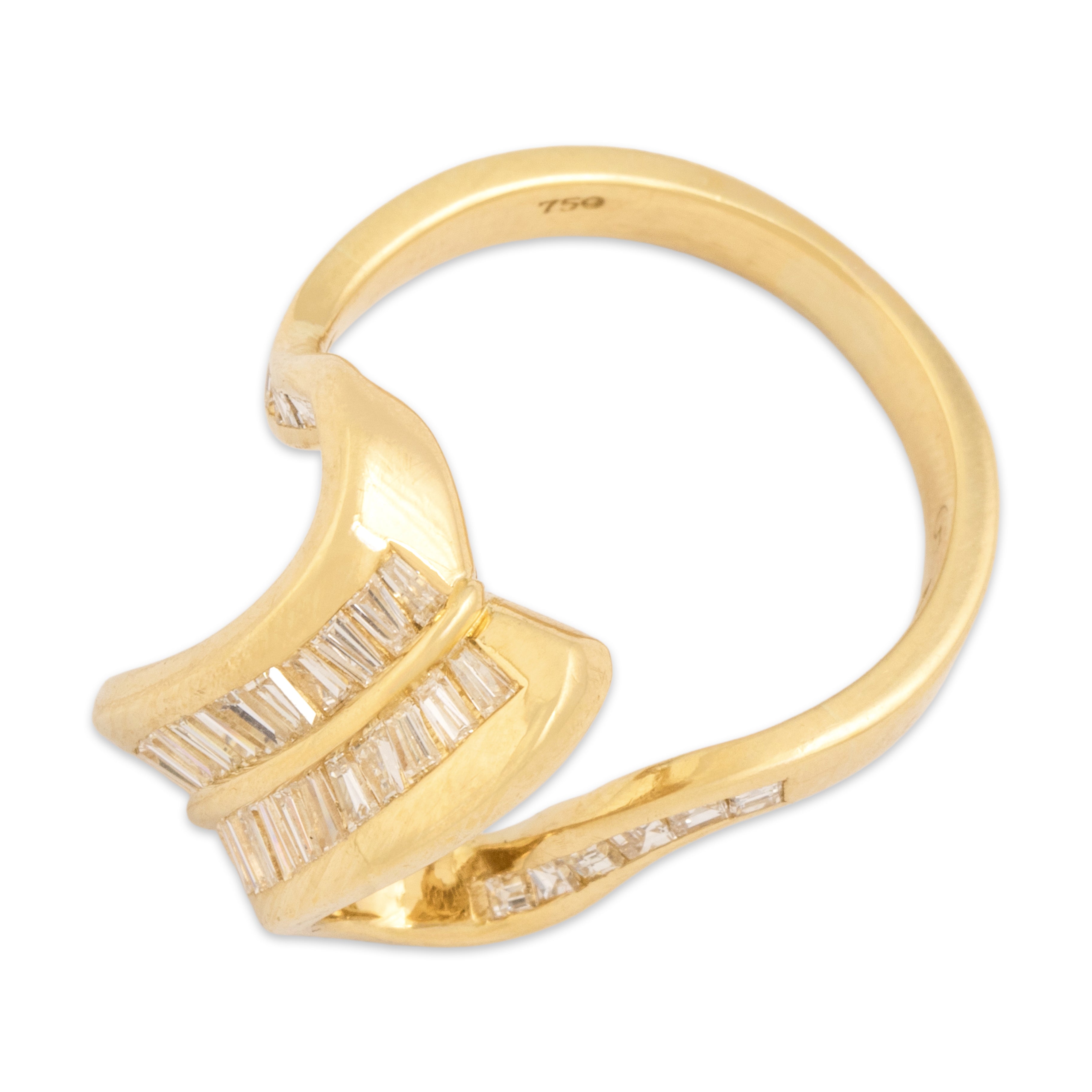 Vintage Diamond Asymmetric Streamline Statement Cocktail Ring - Overall view