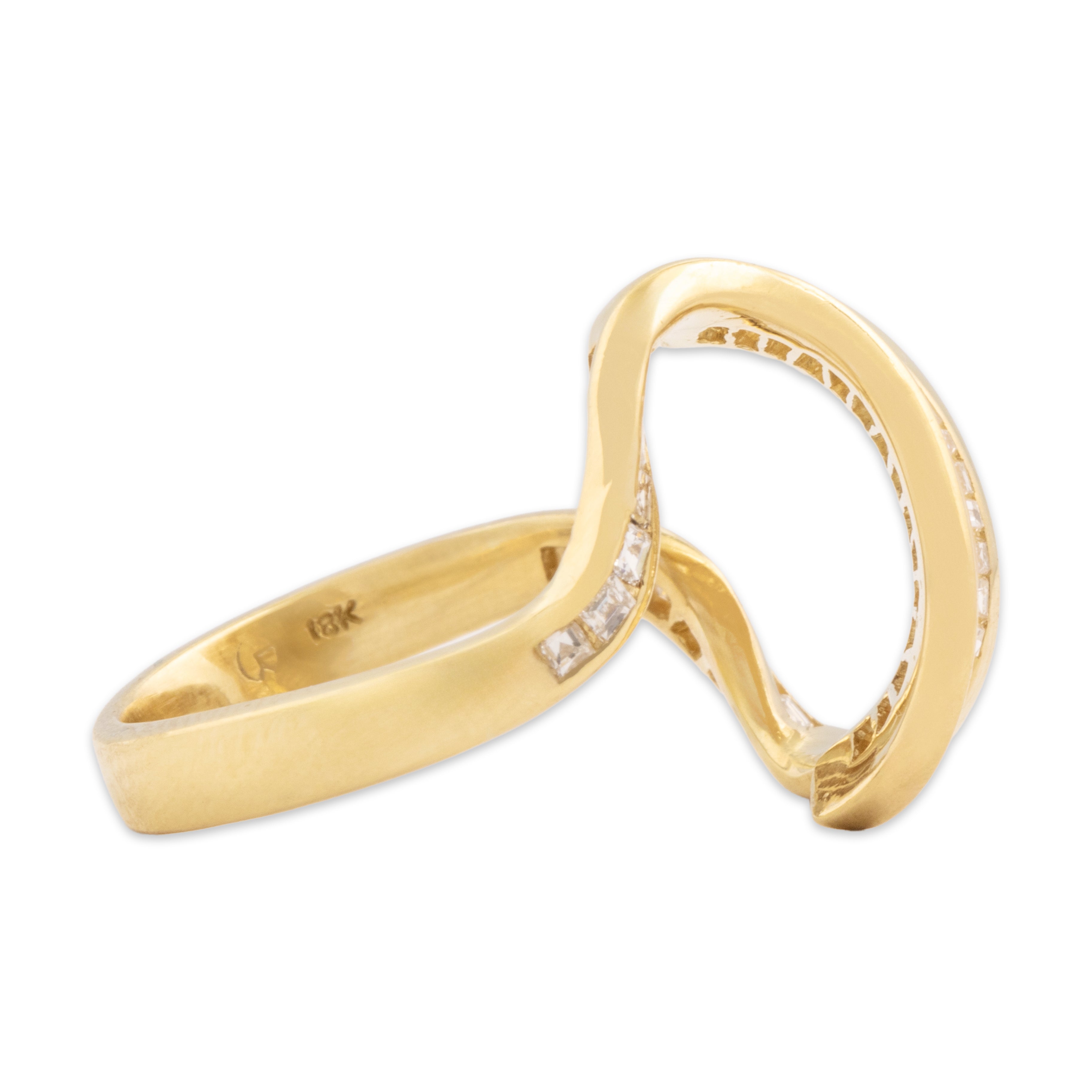 Vintage Diamond Asymmetric Streamline Statement Cocktail Ring - Side view
