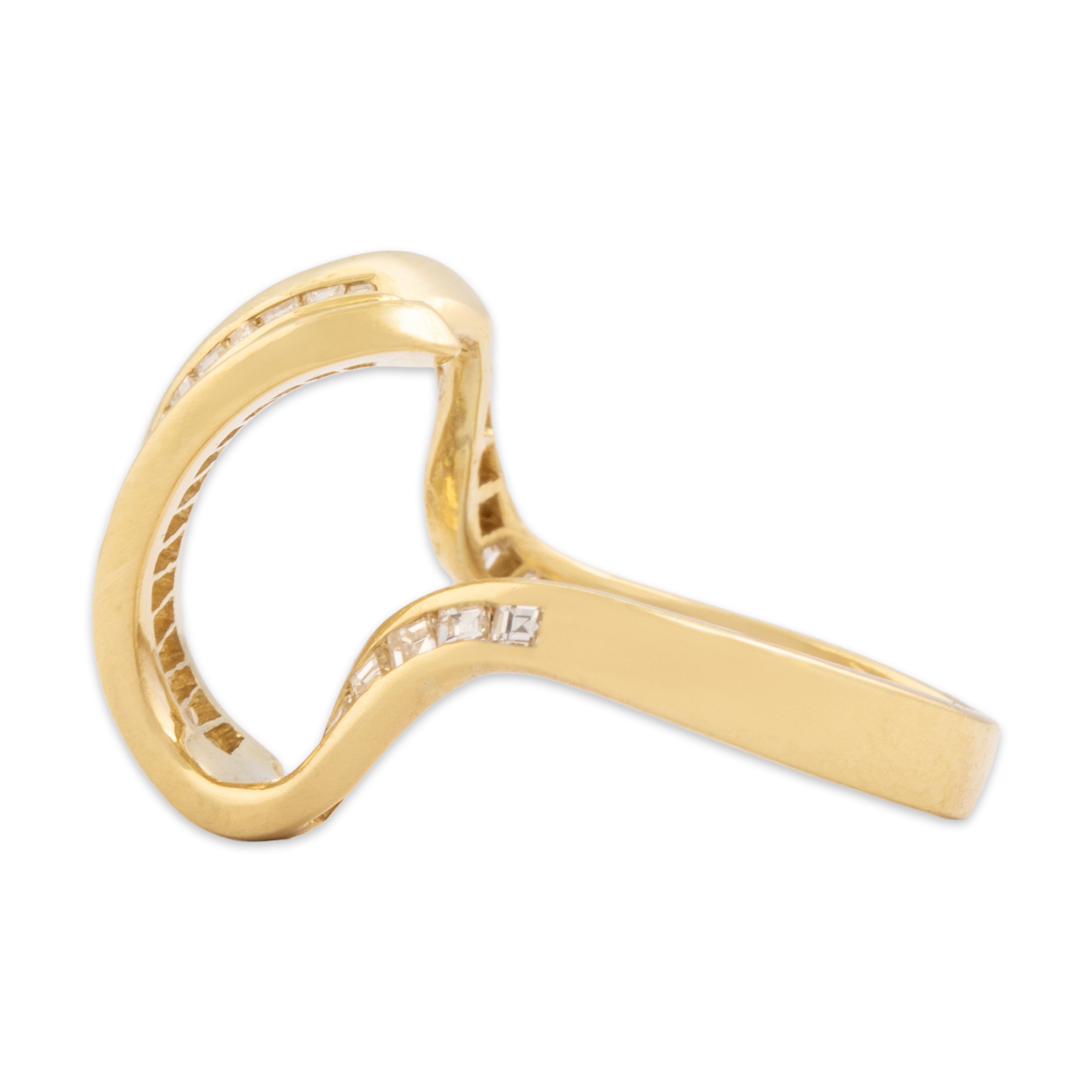 Vintage Diamond Asymmetric Streamline Statement Cocktail Ring - Side view