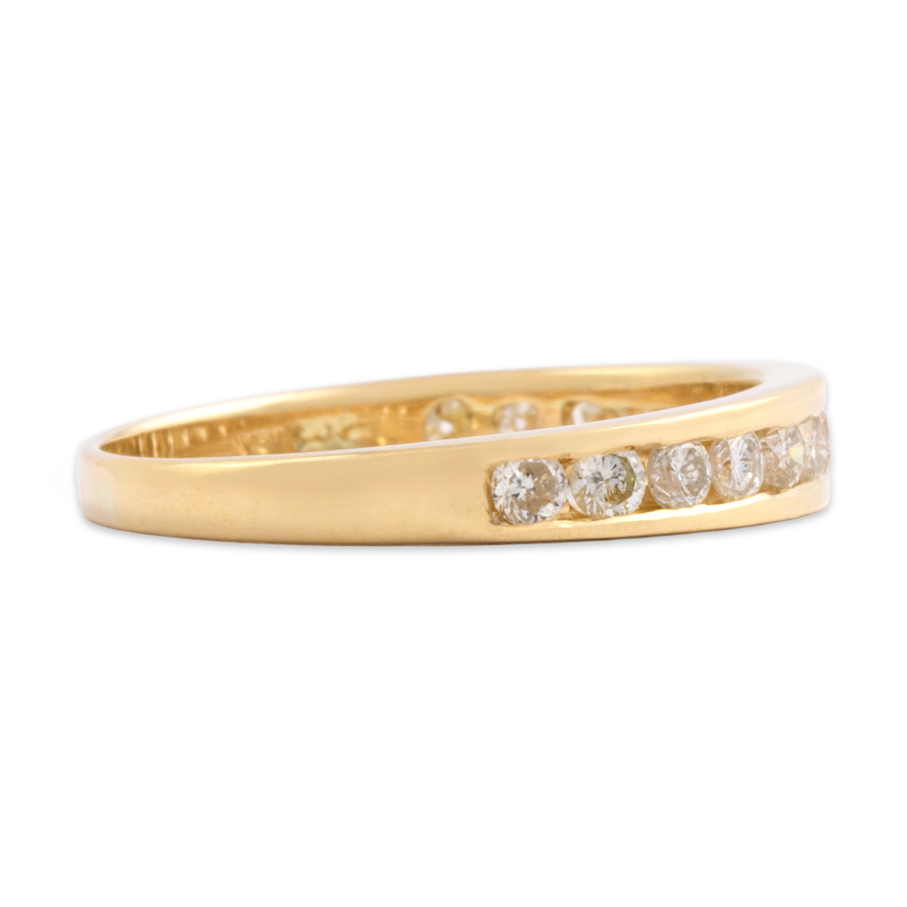 Vintage 18k Yellow Gold Diamond Timeless Channel Ring - Side view