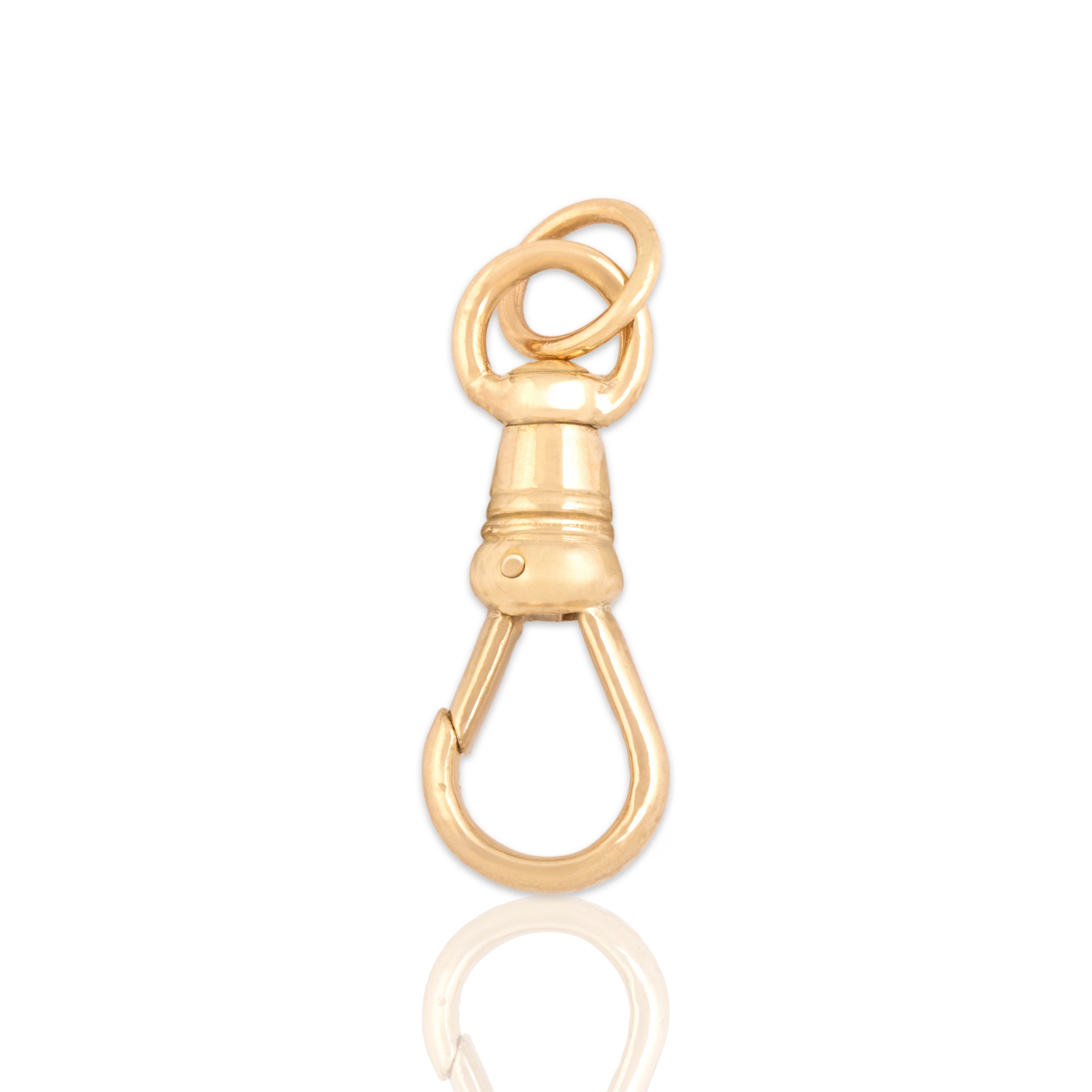 Antique 14k Yellow Gold Swiveling Dog Clip Charm Holder Charm / Pendant - Close-up view