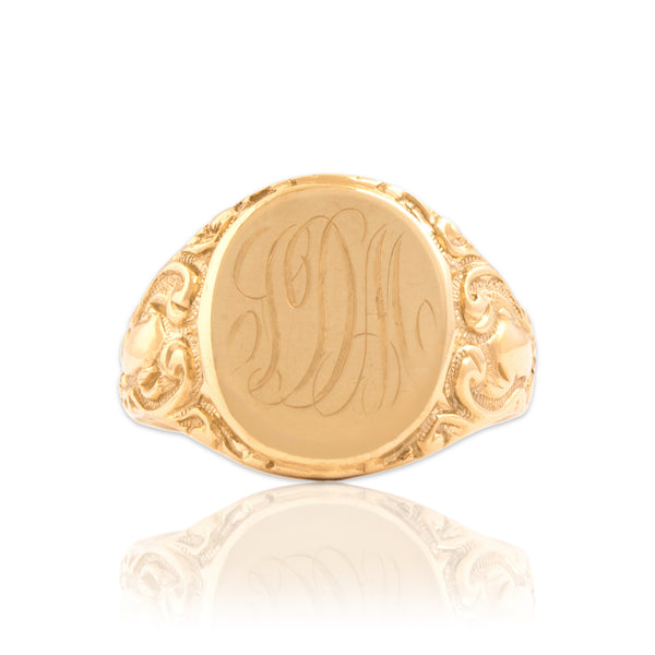 Antique 10k Yellow Gold Intricate Filigree Monogrammed 