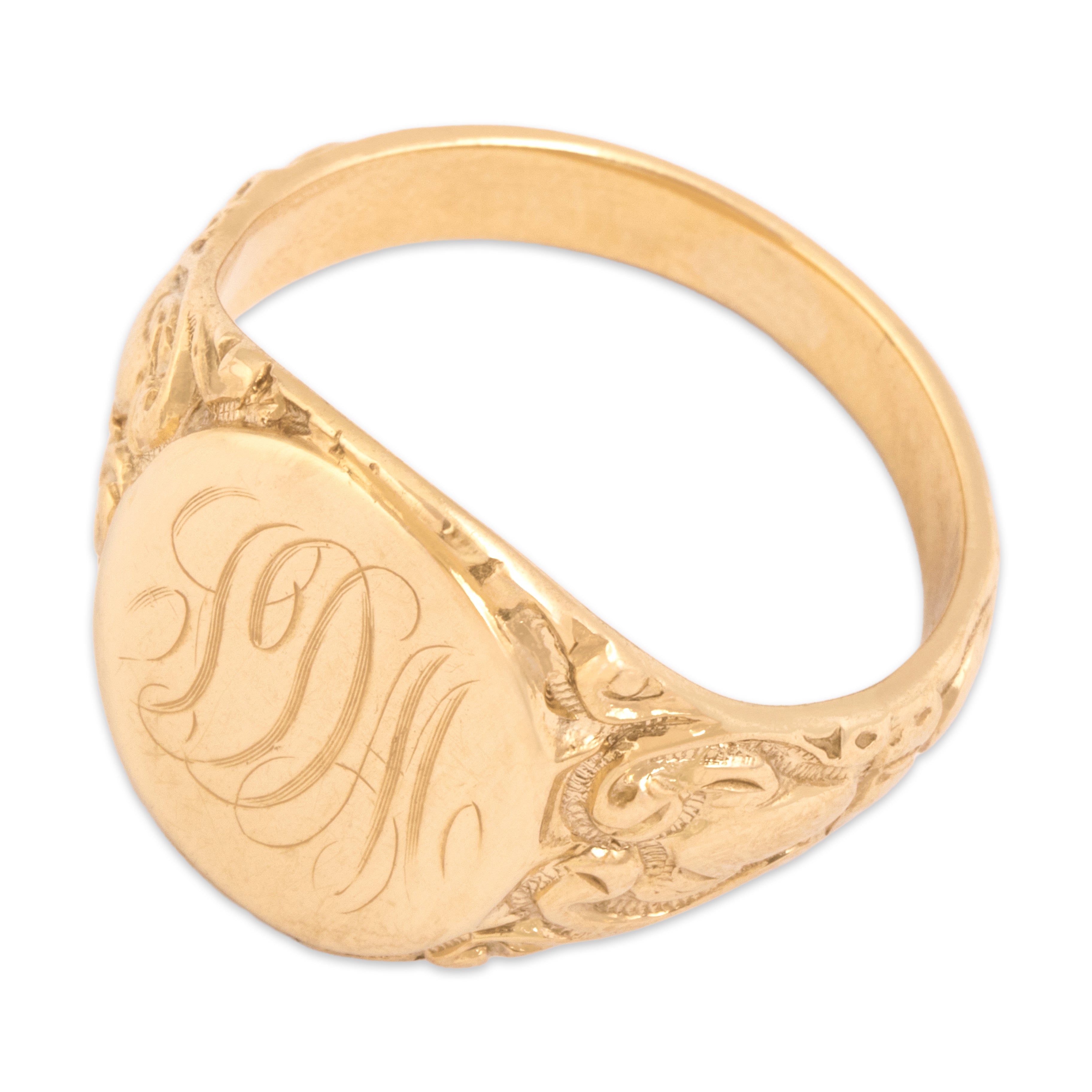 Antique 10k Yellow Gold Intricate Filigree Monogrammed 