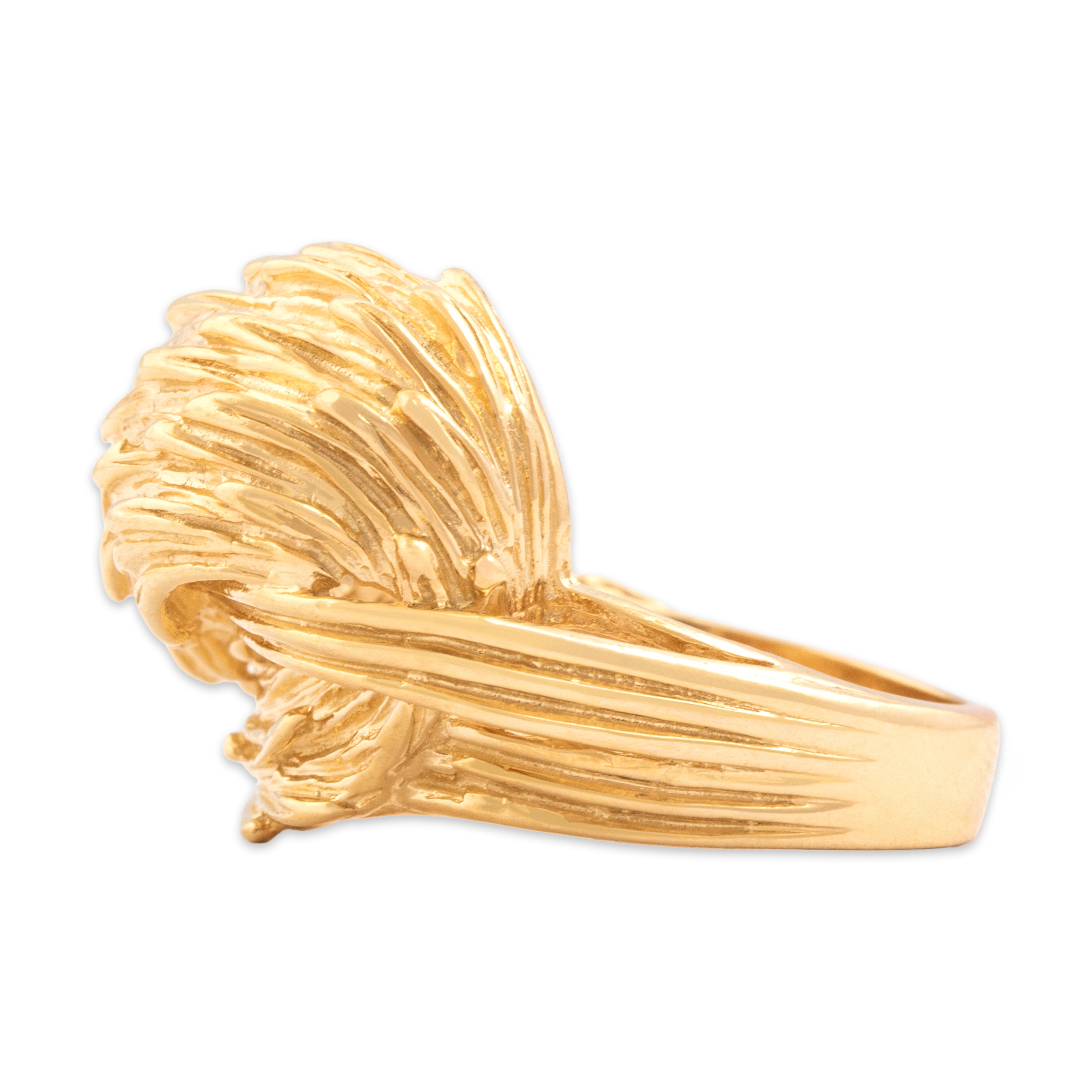 Vintage 14k Yellow Gold Chunky Dynamic Interlocking Cascade Ring - Side view