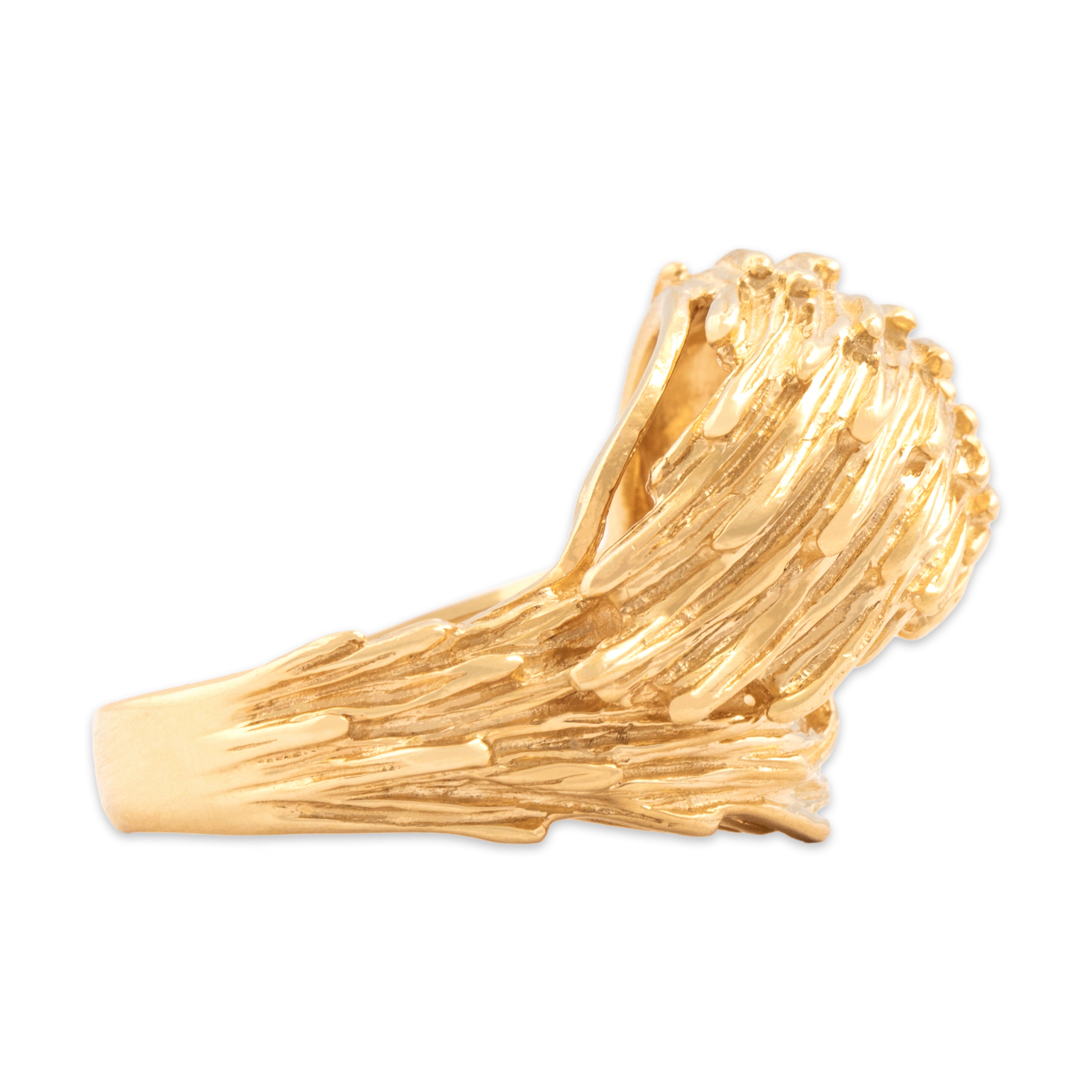 Vintage 14k Yellow Gold Chunky Dynamic Interlocking Cascade Ring - Side view
