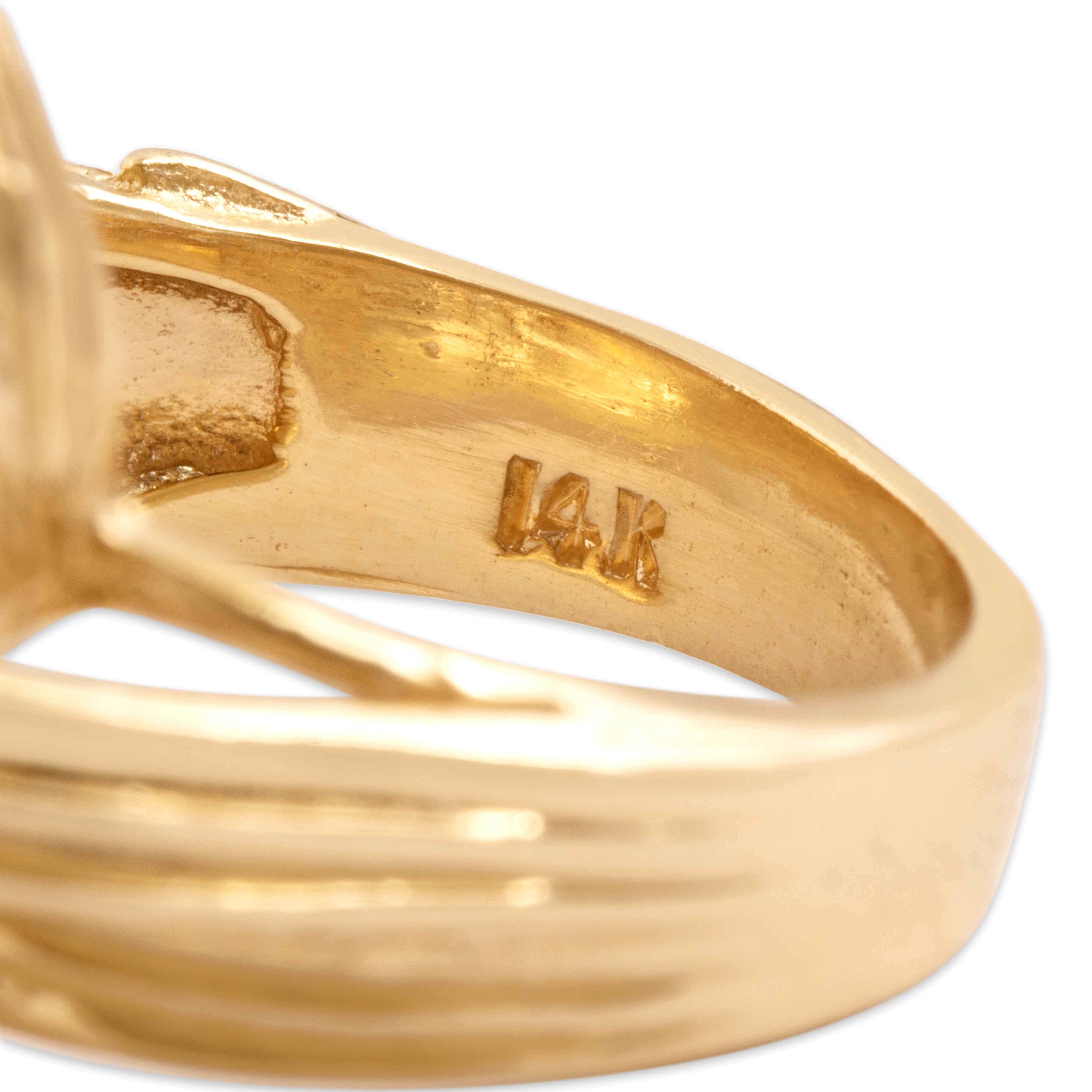 Vintage 14k Yellow Gold Chunky Dynamic Interlocking Cascade Ring - Hallmark view