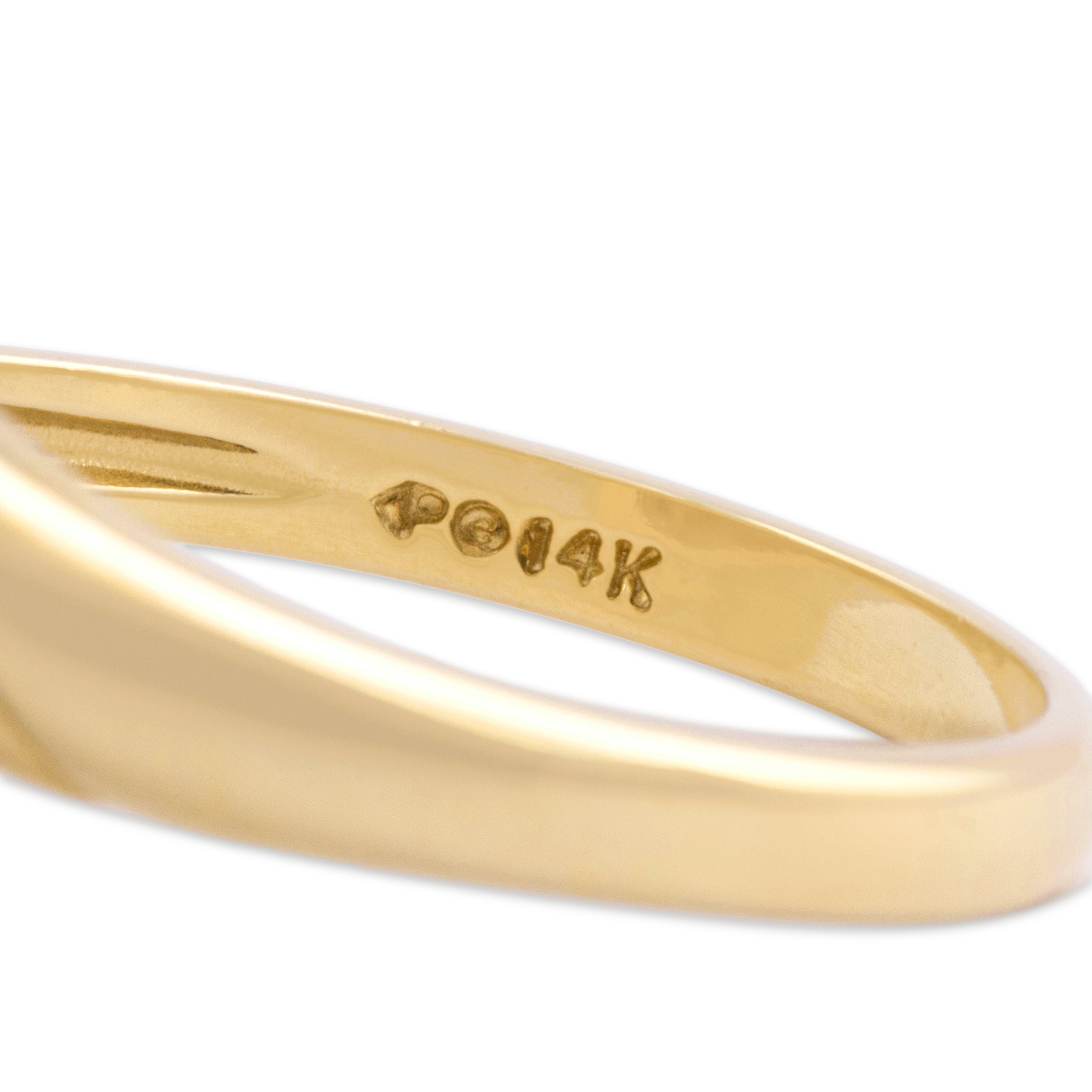 Vintage 14k Yellow Gold Pearl Chic Sweeping Bypass Duo Ring - Hallmark view