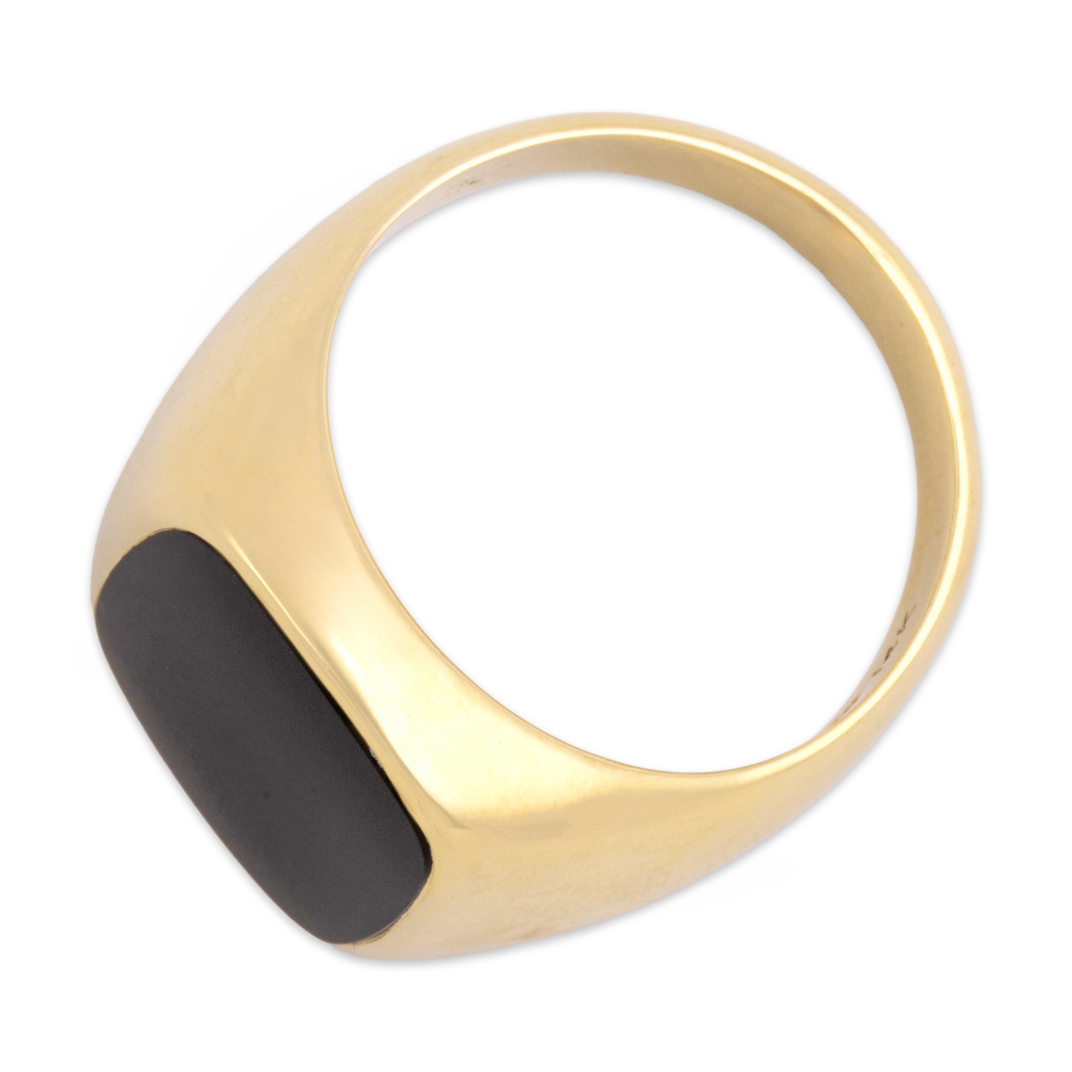 Vintage 14k Yellow Gold 3.17ct Onyx Chunky Modern Signet Ring 10.50