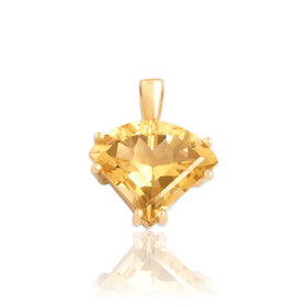 Vintage 14k Yellow Gold 5.3ct Citrine Glistening Sleek Modified Triangle Pendant