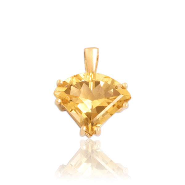 Vintage 14k Yellow Gold 5.3ct Citrine Glistening Sleek Modified Triangle Pendant