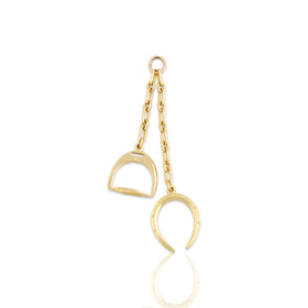 Vintage 14k Yellow Gold Equestrian Stirrup Link Dangle Charm / Pendant