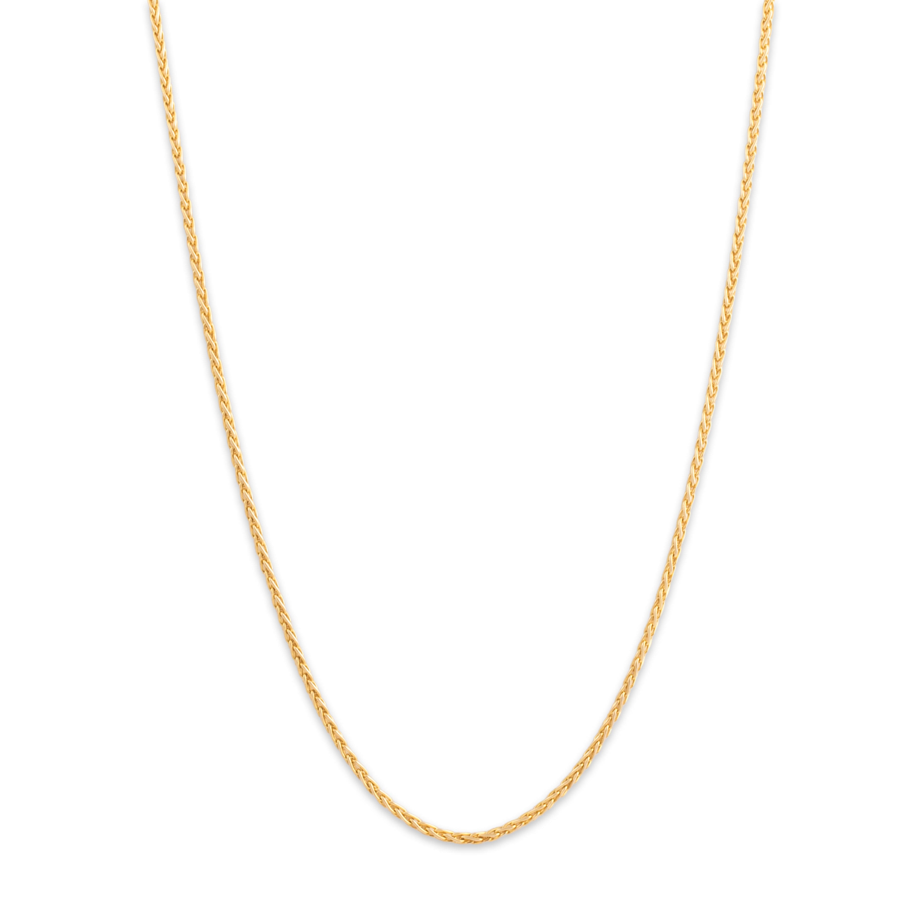 Vintage Italian 14k Yellow Gold 1.5mm Classic Long Wheat Chain - Close-up view
