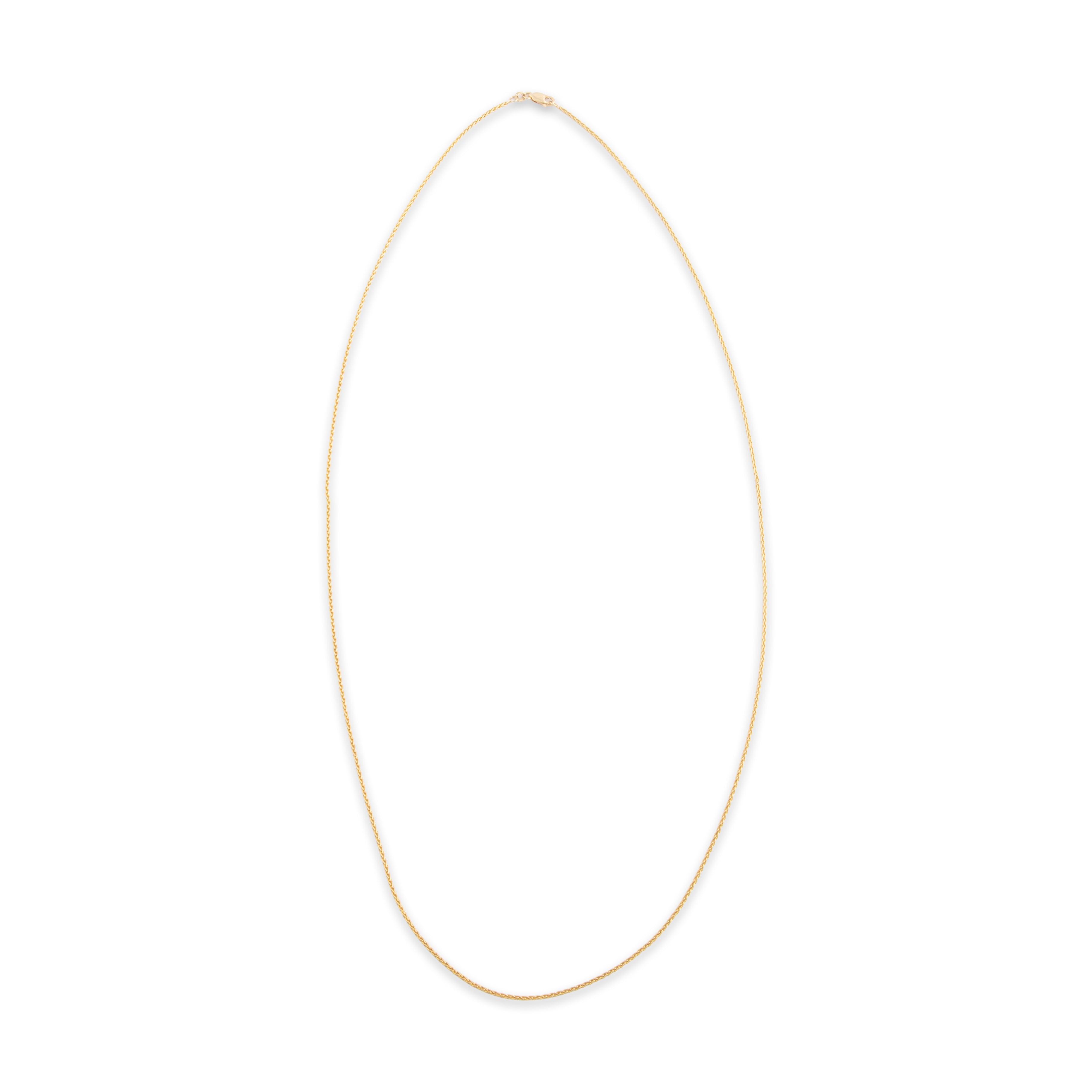 Vintage Italian 14k Yellow Gold 1.5mm Classic Long Wheat Chain - Overall view