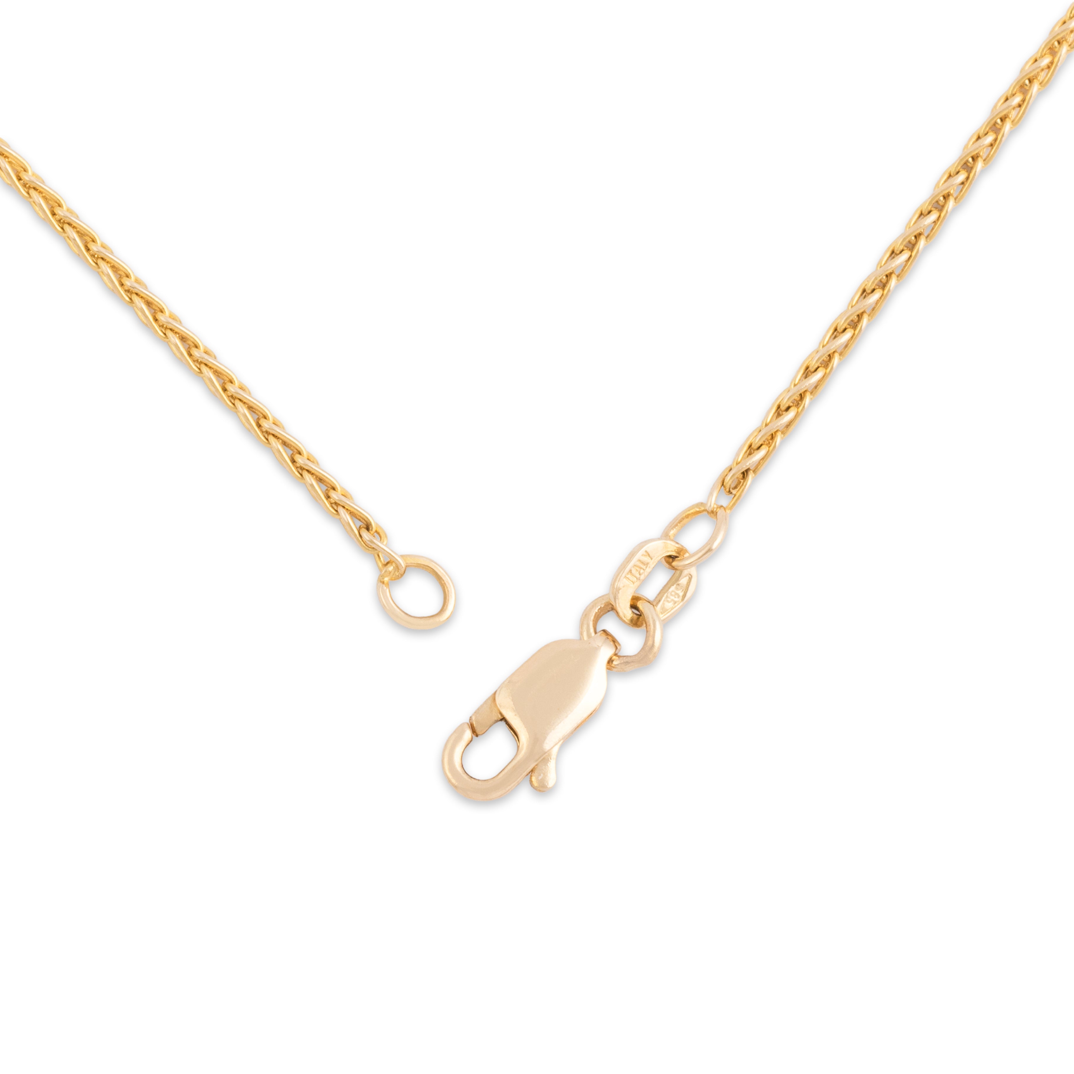 Vintage Italian 14k Yellow Gold 1.5mm Classic Long Wheat Chain - clasp view