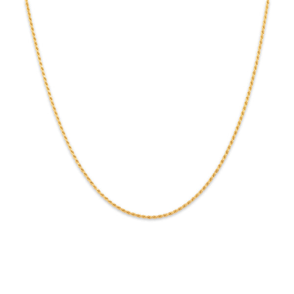 Vintage Italian 14k Yellow Gold 1.15mm Delicate Laser-Cut Rope Chain 18