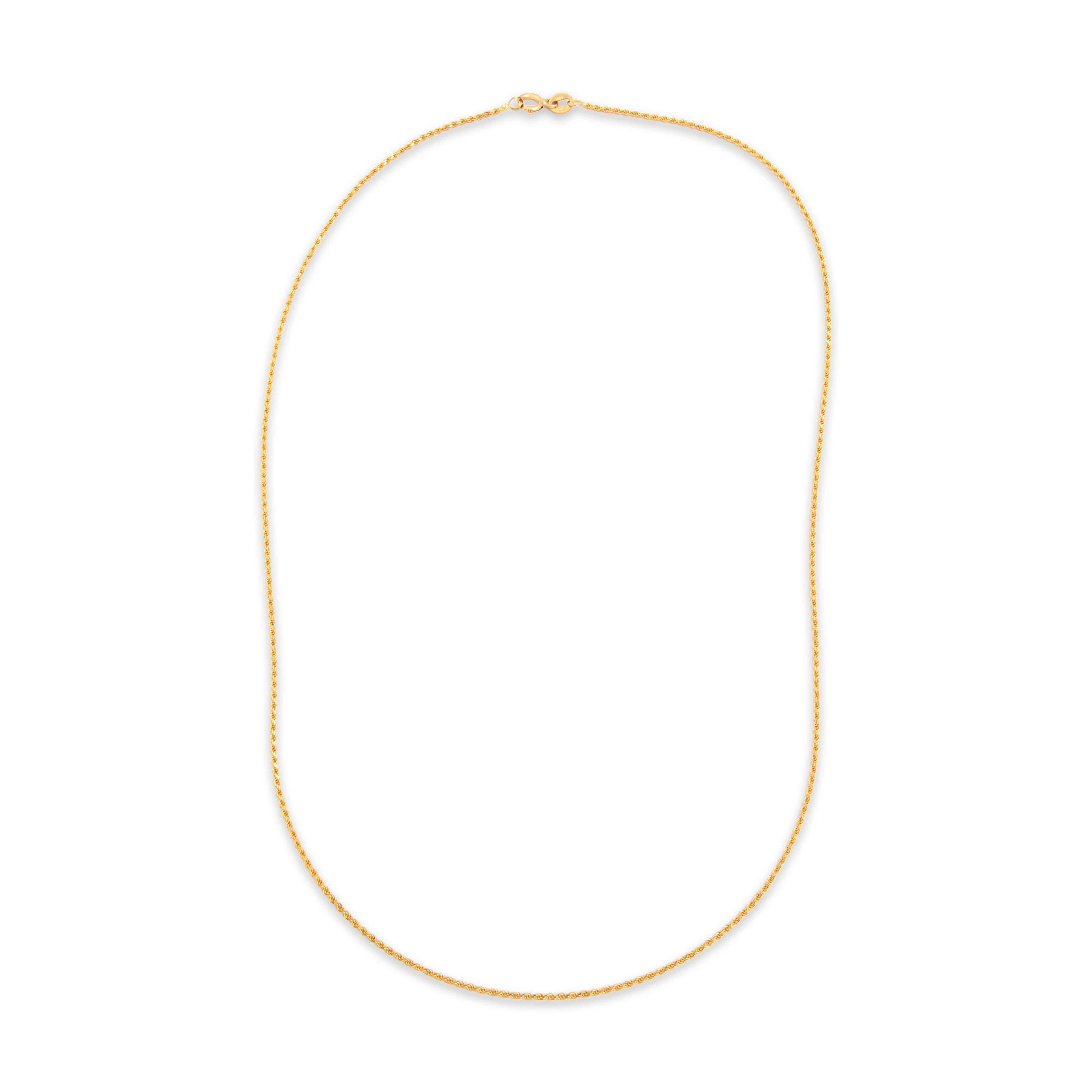 Vintage Italian 14k Yellow Gold 1.15mm Delicate Laser-Cut Rope Chain - Overall view