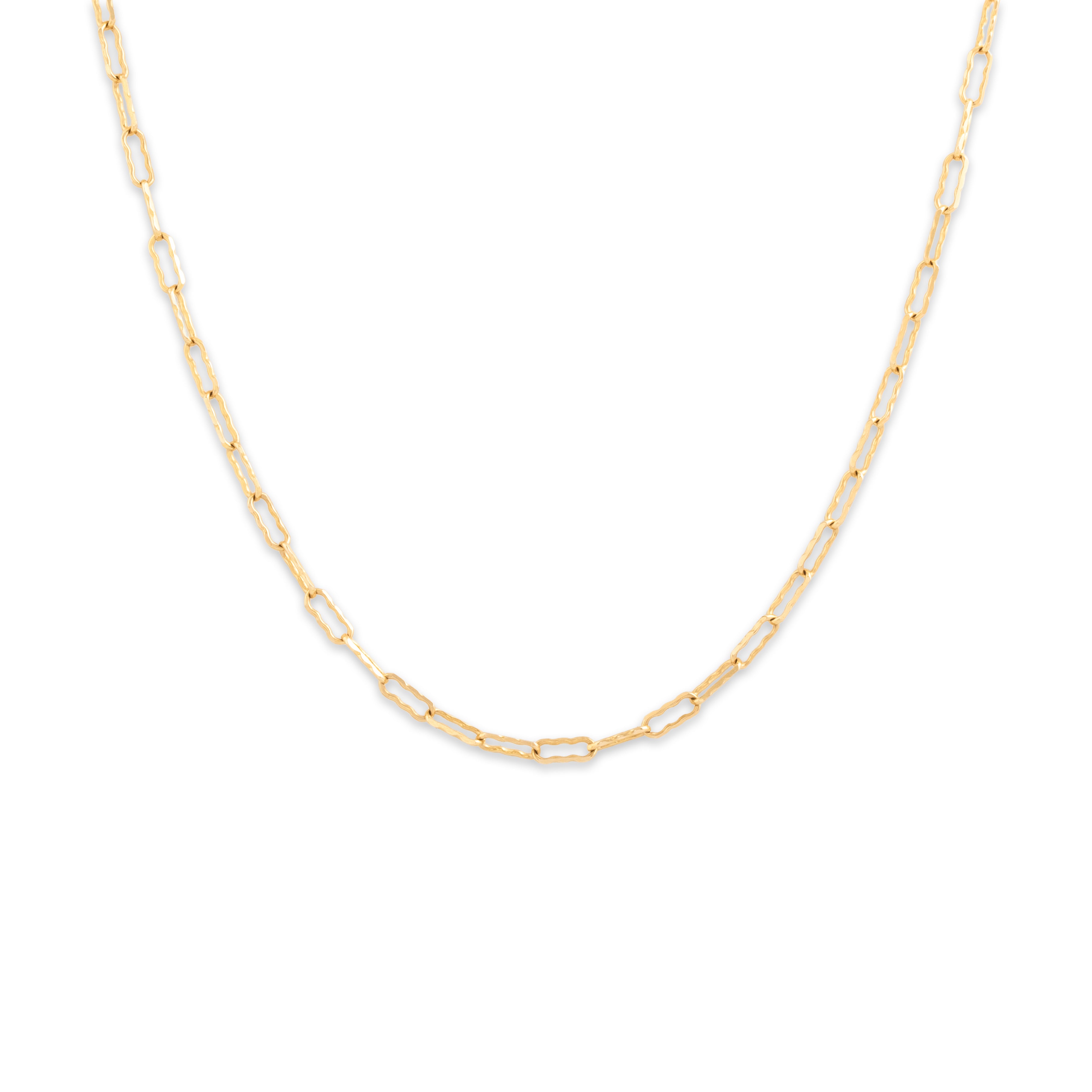 Vintage 14k Yellow Gold 2.3mm Fancy Scalloped Paperclip Chain 19