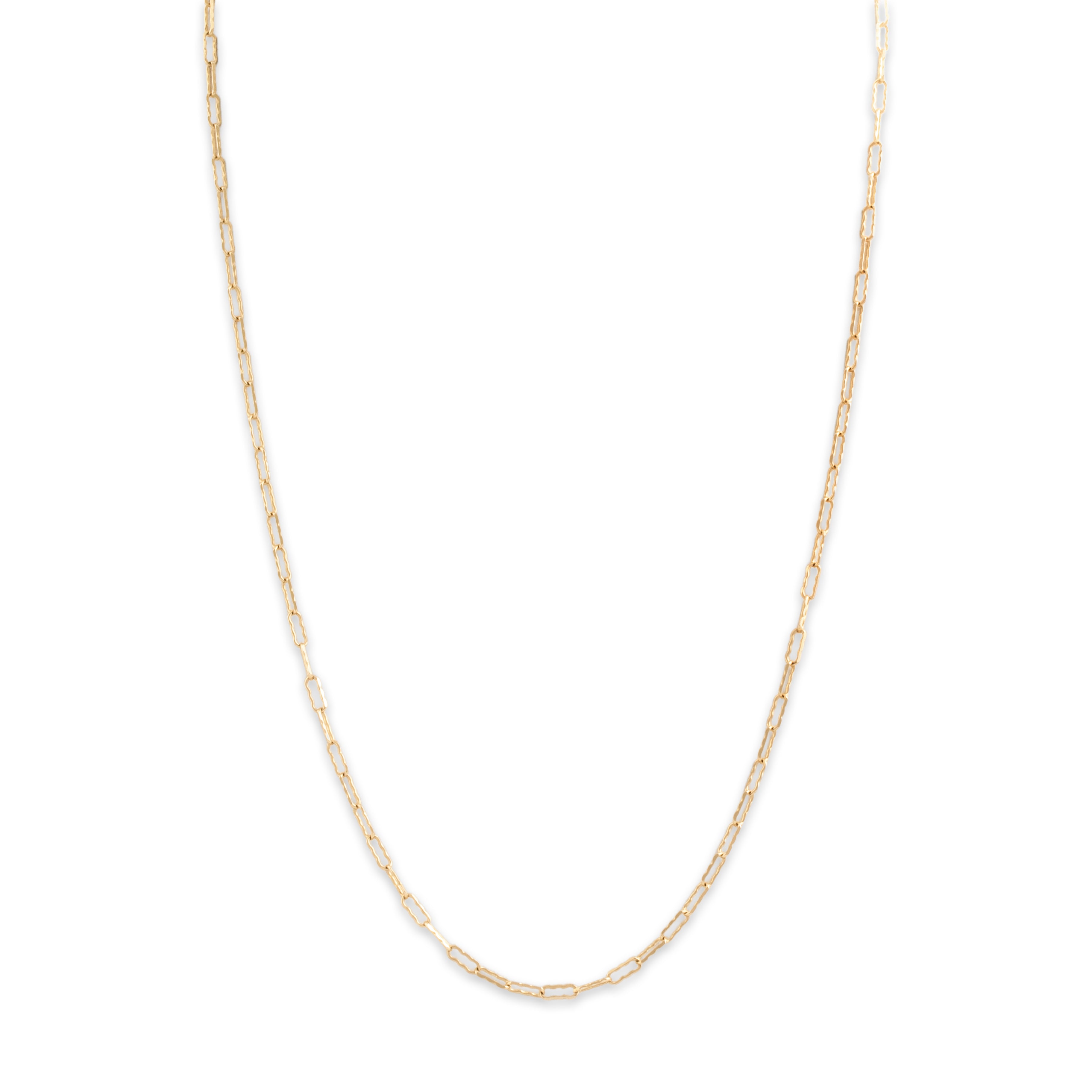 Vintage 14k Yellow Gold 2.3mm Fancy Scalloped Paperclip Chain 19