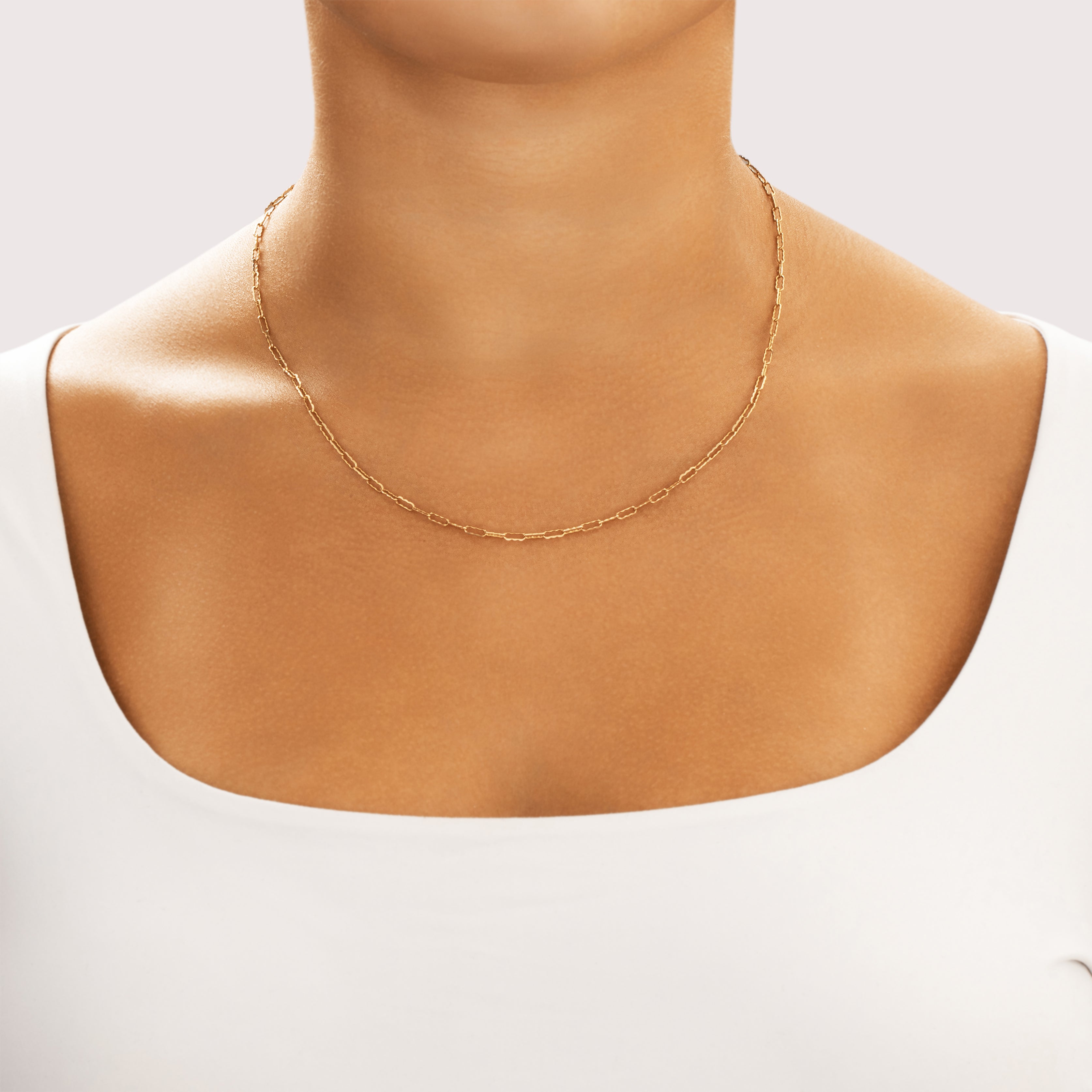Vintage 14k Yellow Gold 2.3mm Fancy Scalloped Paperclip Chain 19