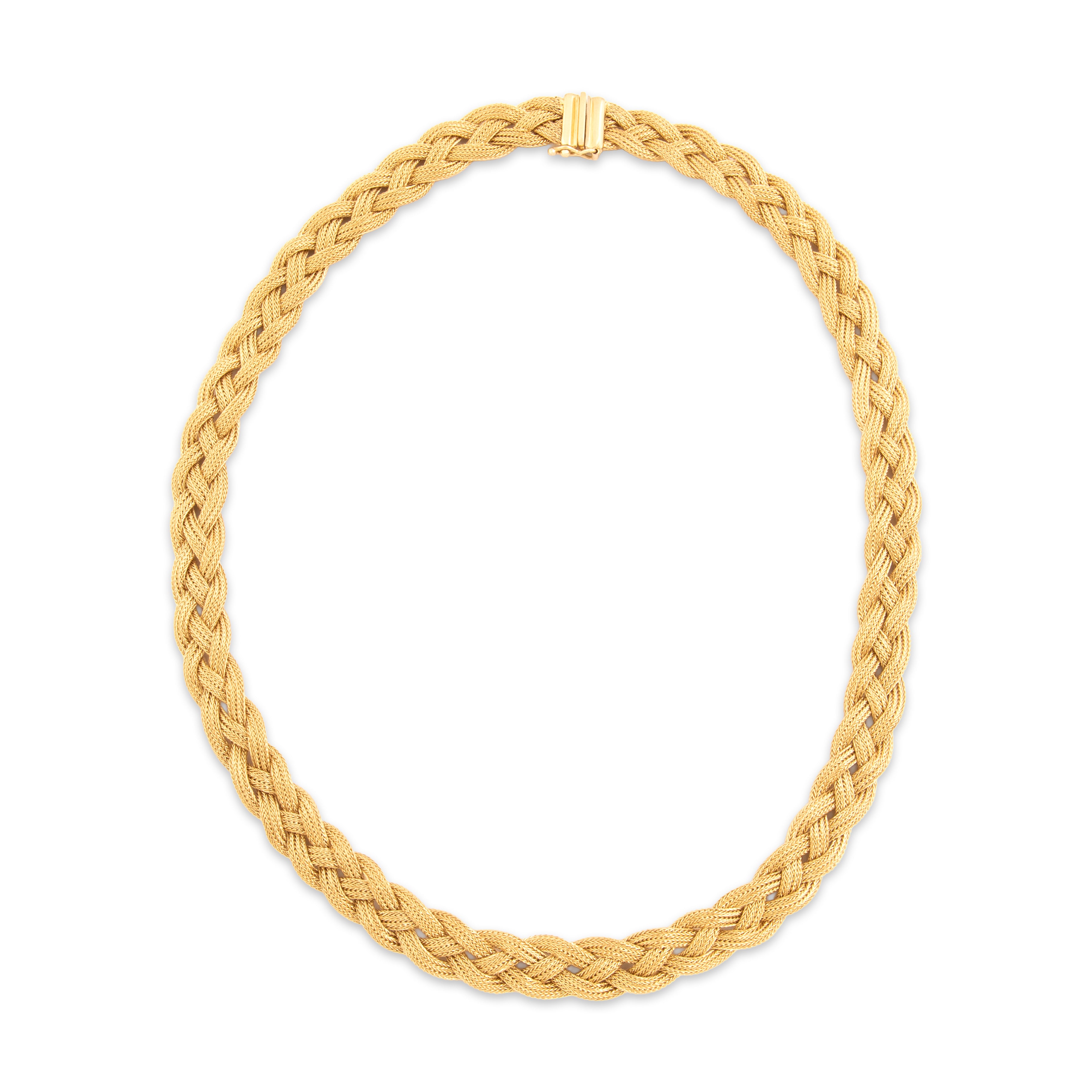 Vintage Italian 14k Yellow Gold Intricate Textured Rope Braid Necklace - Overall view
