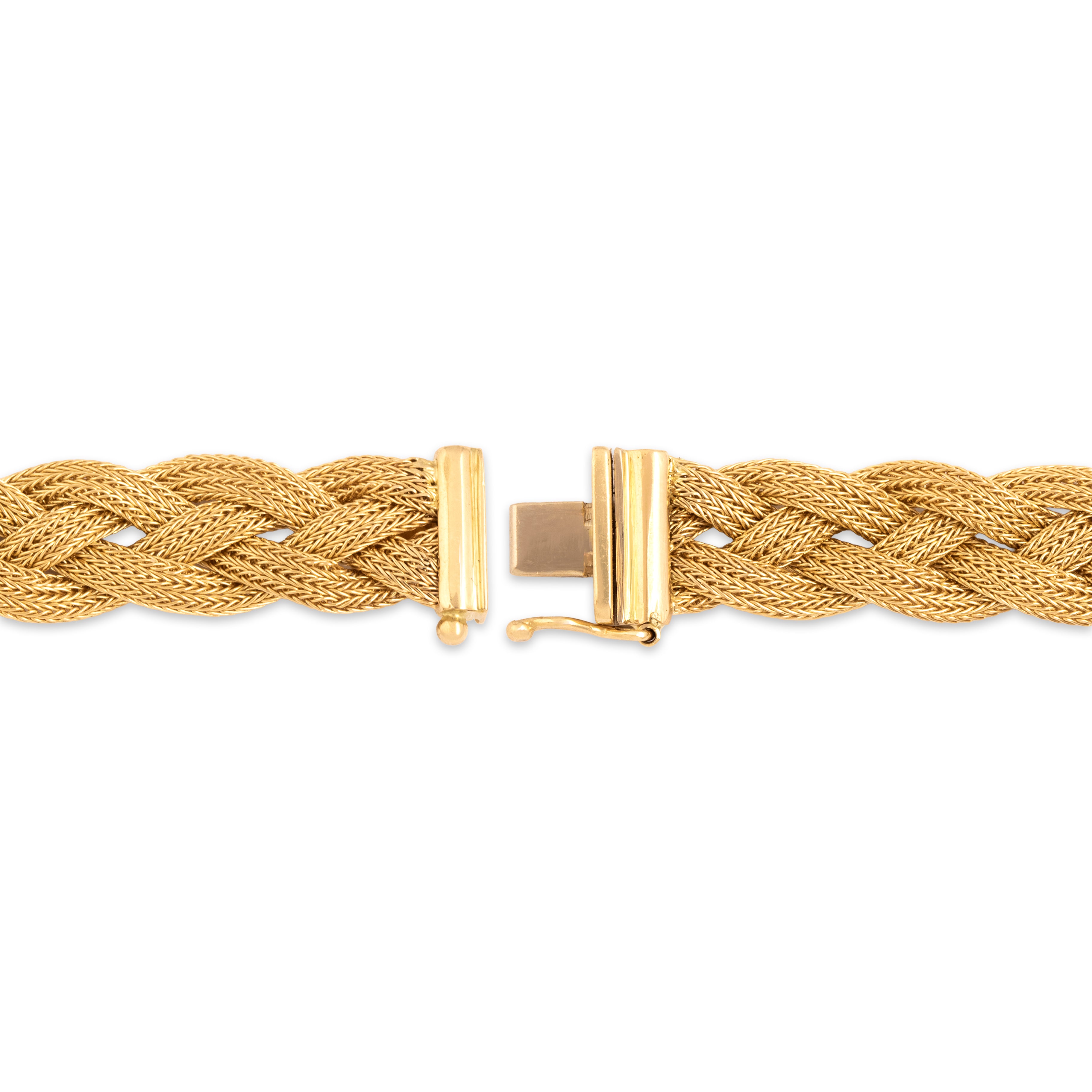 Vintage Italian 14k Yellow Gold Intricate Textured Rope Braid Necklace - clasp view