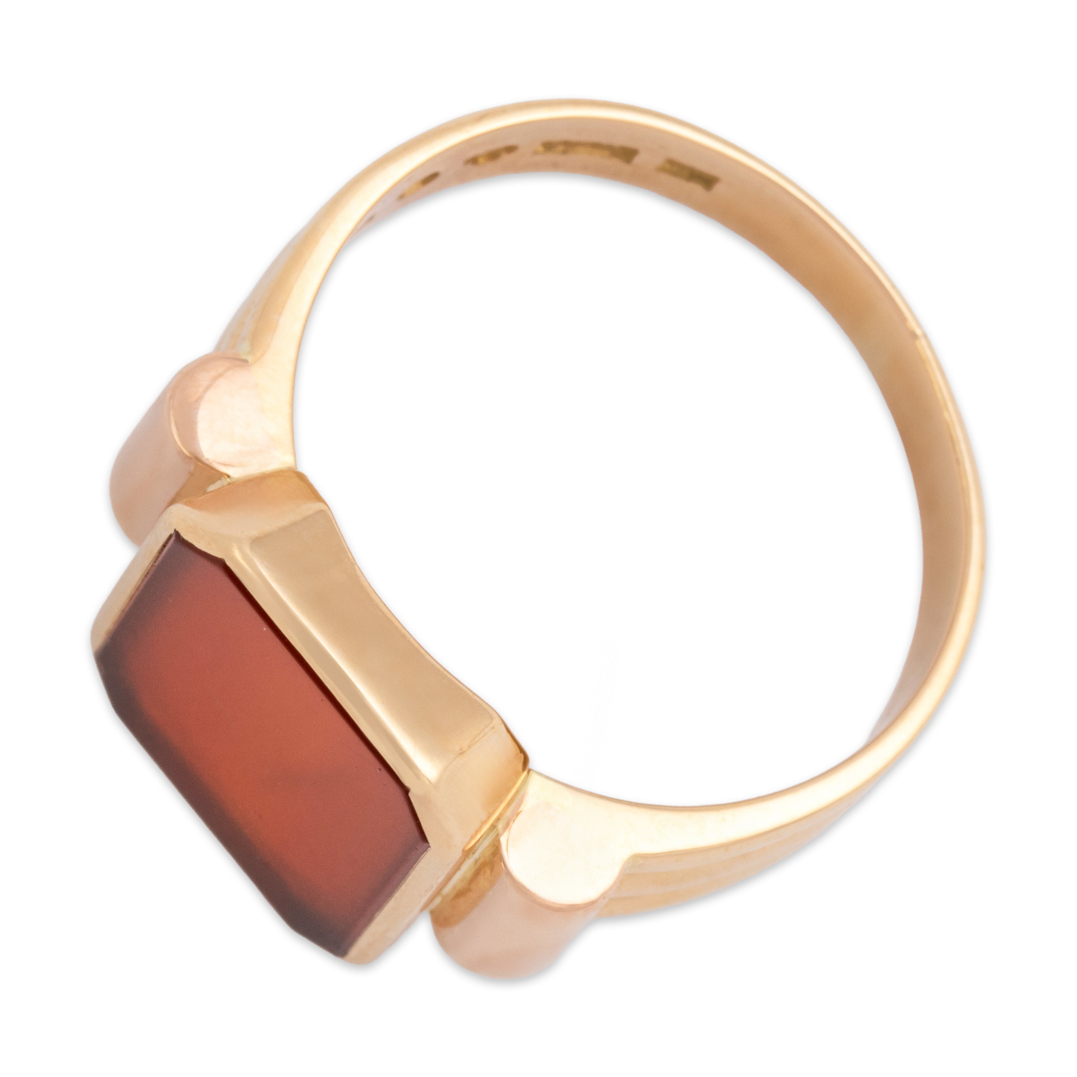 Vintage Swedish 18k Yellow & Rose Gold 3.87ct Carnelian Bold Signet Ring 10.00