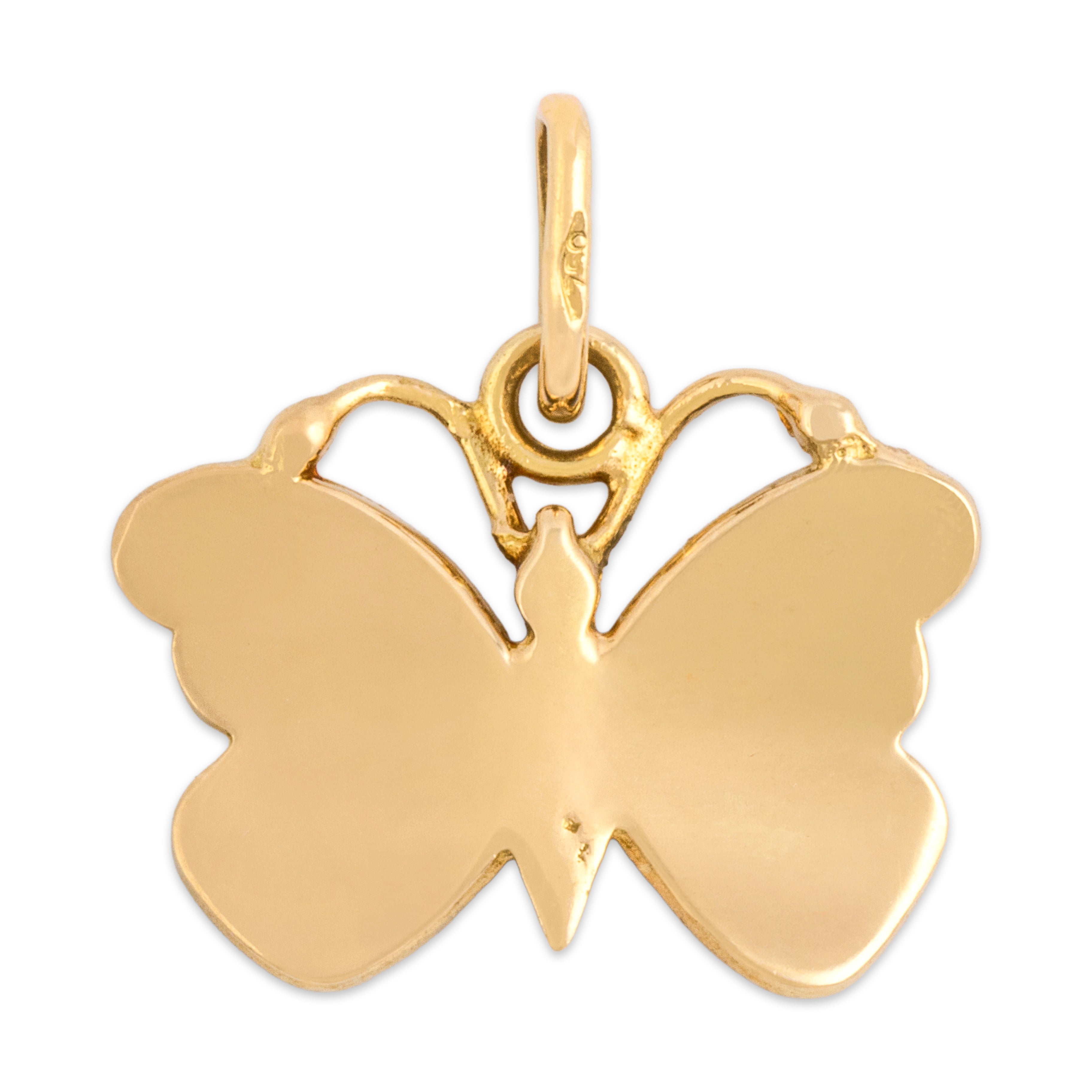Vintage Italian 18k Yellow Gold Artistic Enamel Butterfly Charm / Pendant - Back view