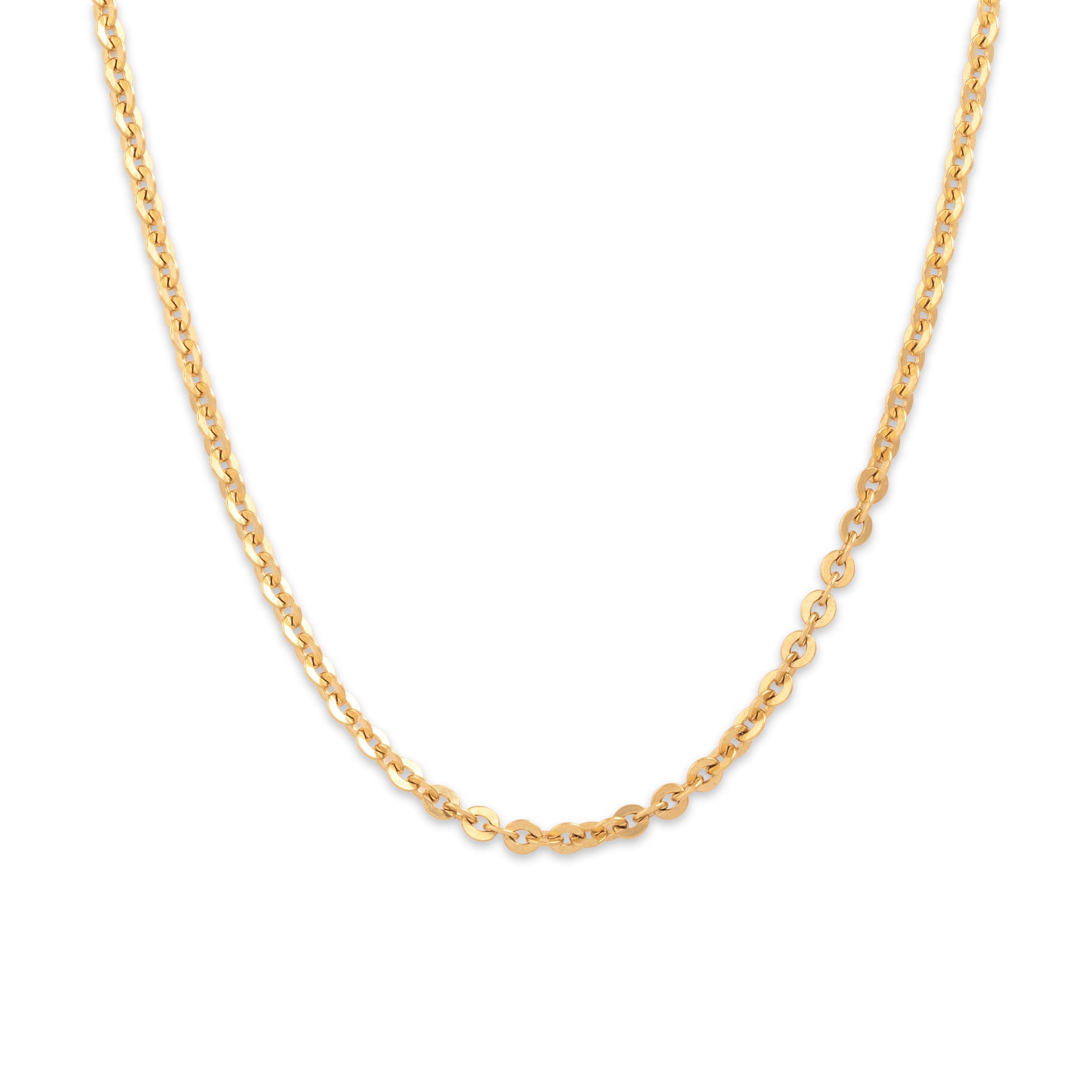 Vintage Italian 18k Yellow Gold 3mm Bold Disc Cable Chain - Close-up view