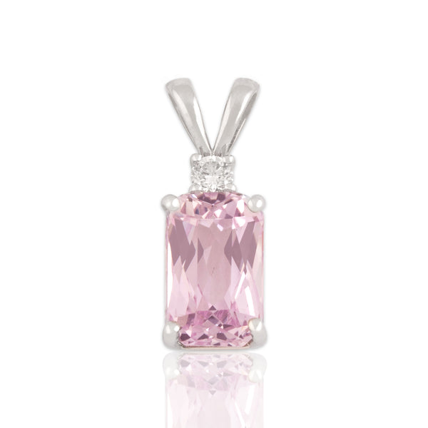 Vintage 14k White Gold 2.9ct Kunzite Diamond Sparkling Sweet Duo Pendant