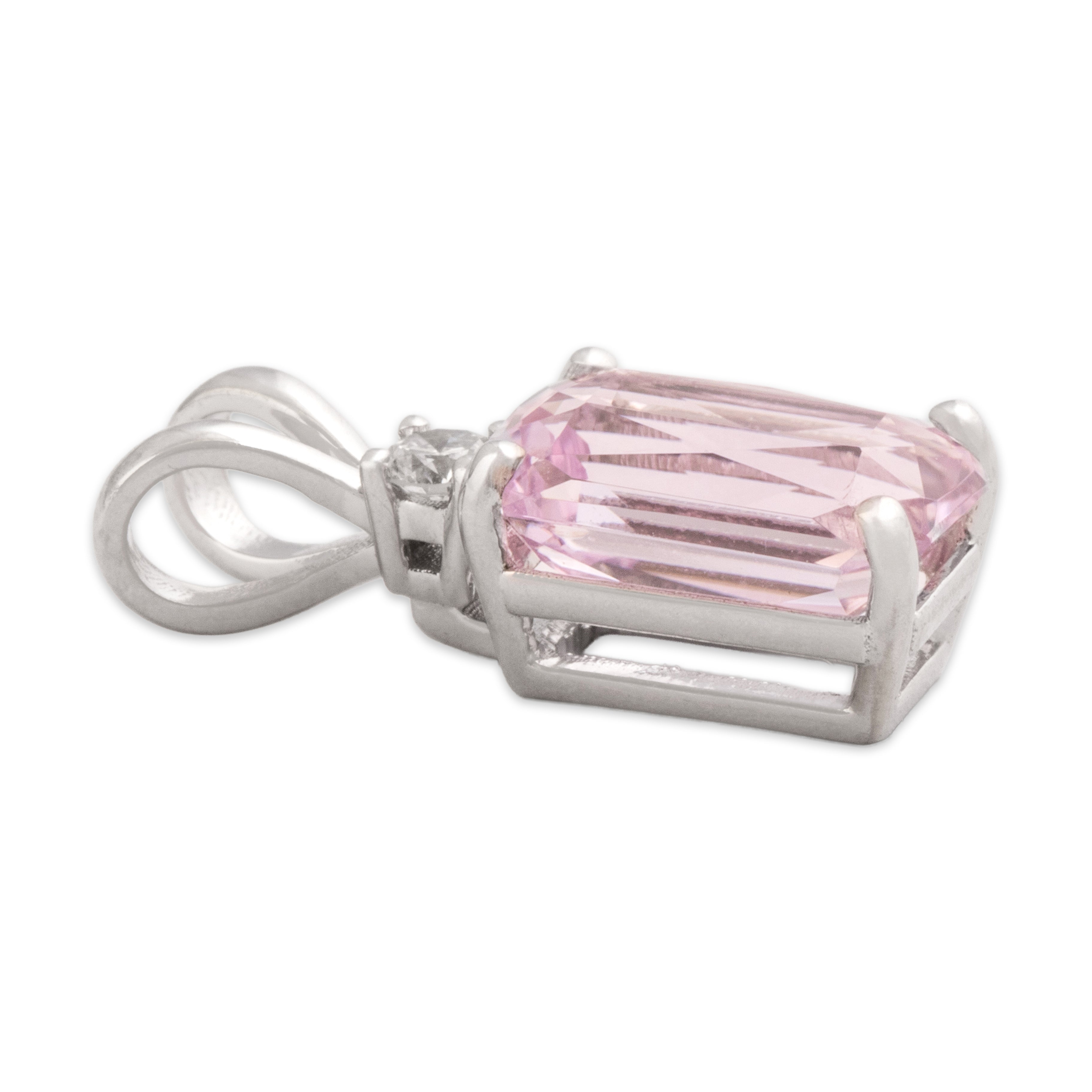 Vintage 14k White Gold 2.9ct Kunzite Diamond Sparkling Sweet Duo Pendant - Side view
