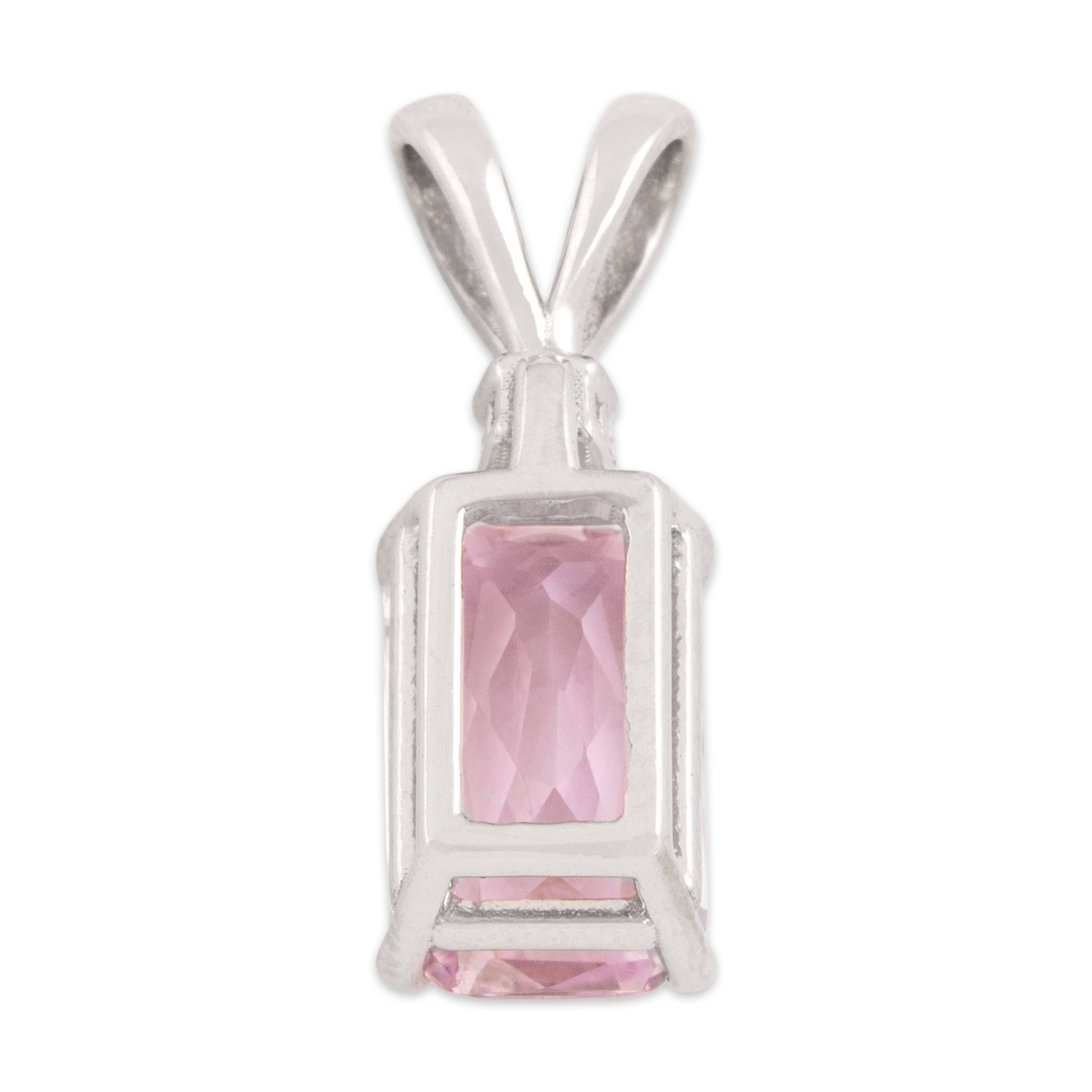 Vintage 14k White Gold 2.9ct Kunzite Diamond Sparkling Sweet Duo Pendant - Back view