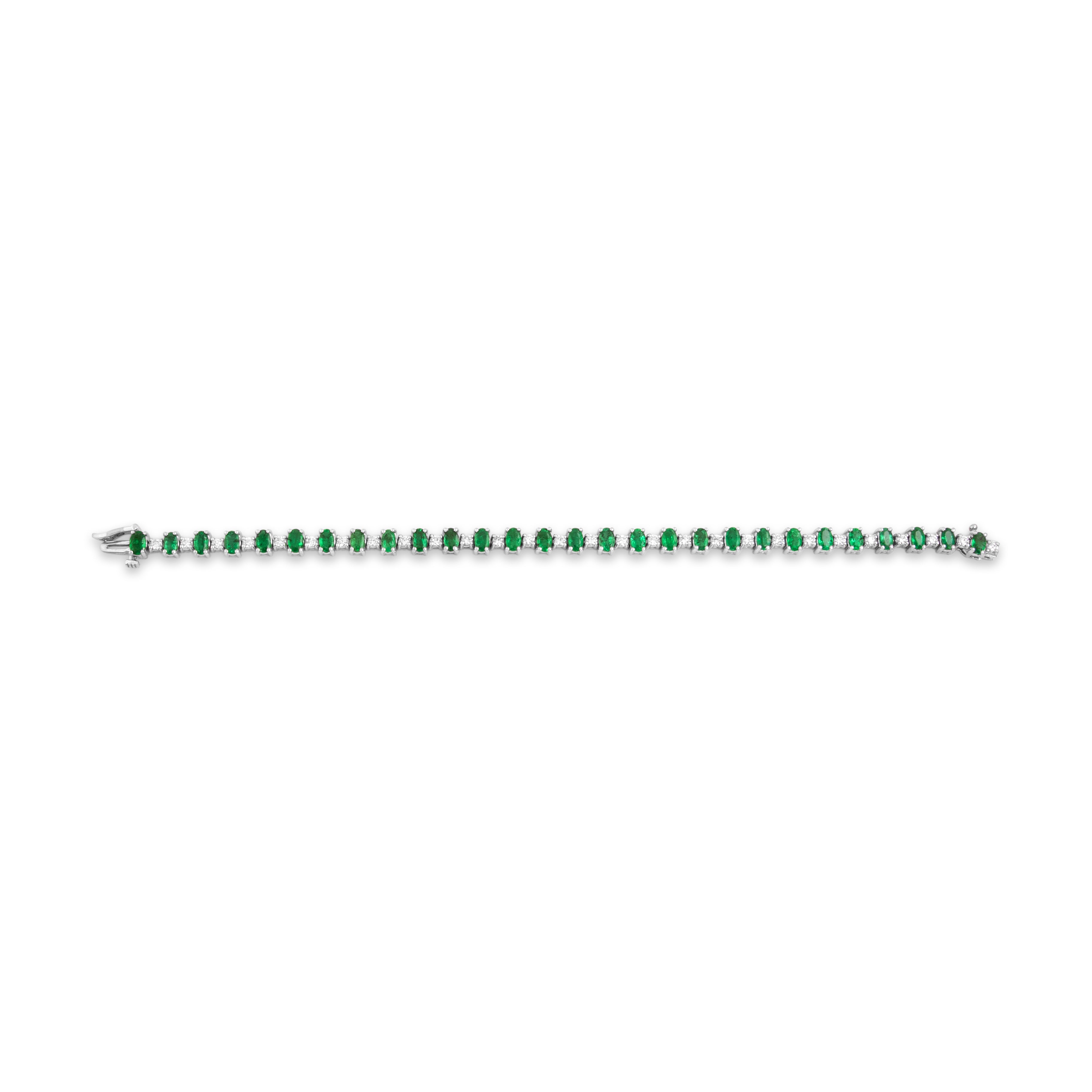 Vintage 14k White Gold 5.35cttw Emerald 1.08cttw Diamond Tennis Bracelet 6.75