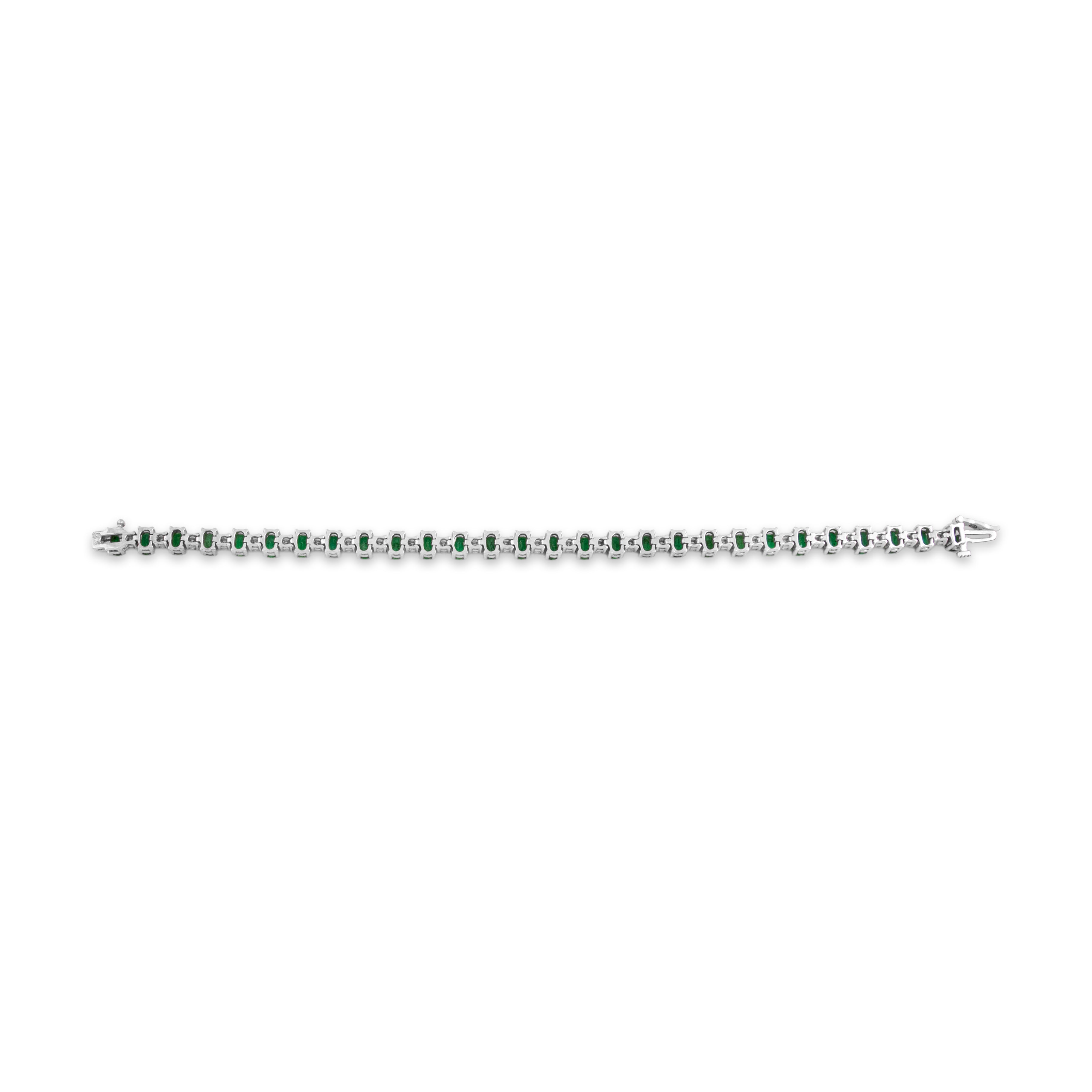 Vintage 14k White Gold 5.35cttw Emerald 1.08cttw Diamond Tennis Bracelet 6.75