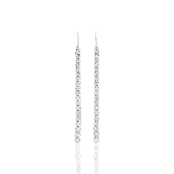 Vintage Italian 18k White Gold 2.22cttw Diamond Graduated Tennis Dangle Earrings