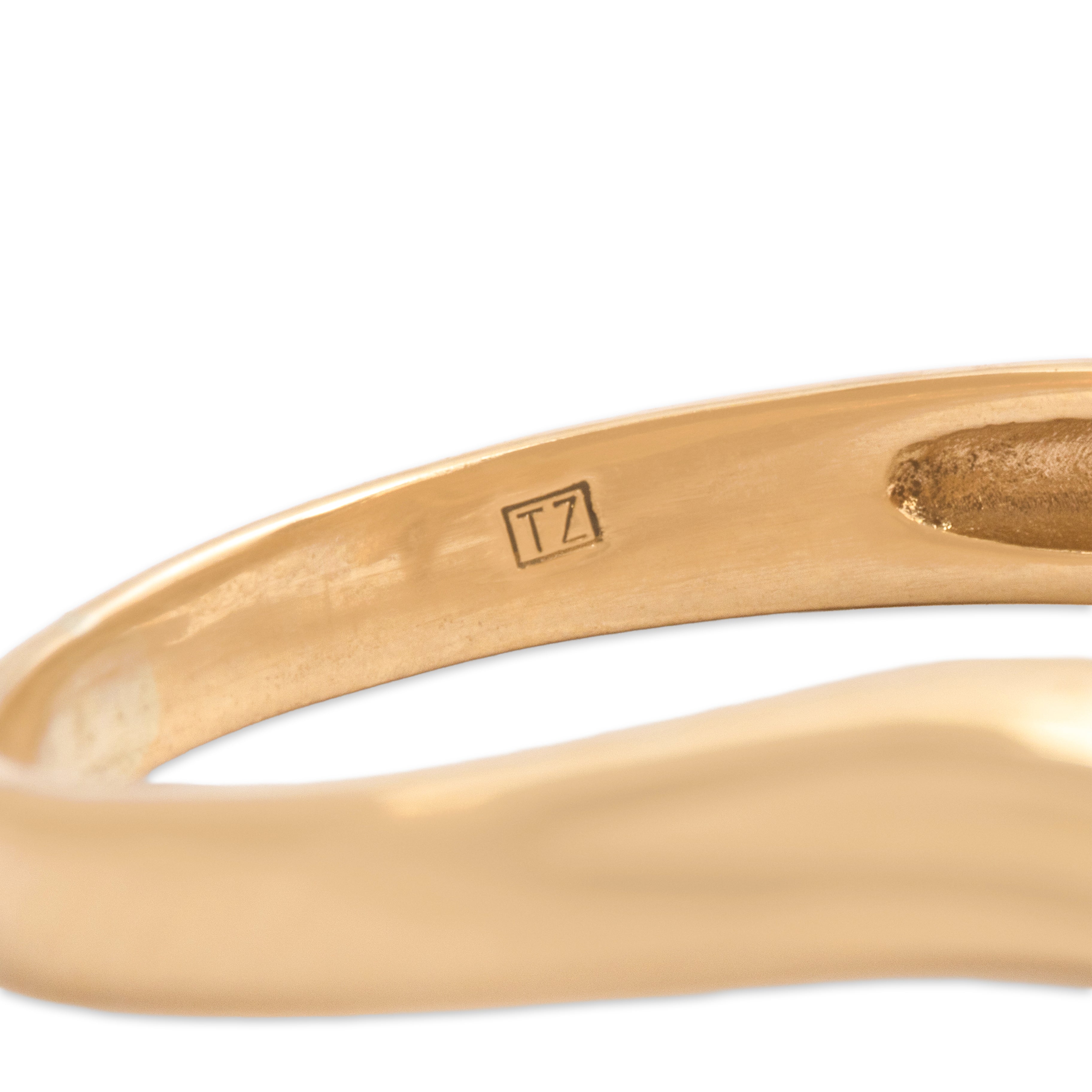 Vintage 14k Yellow Gold .64ct Tanzanite Diamond Sparkling Bypass Spray Ring - Hallmark view