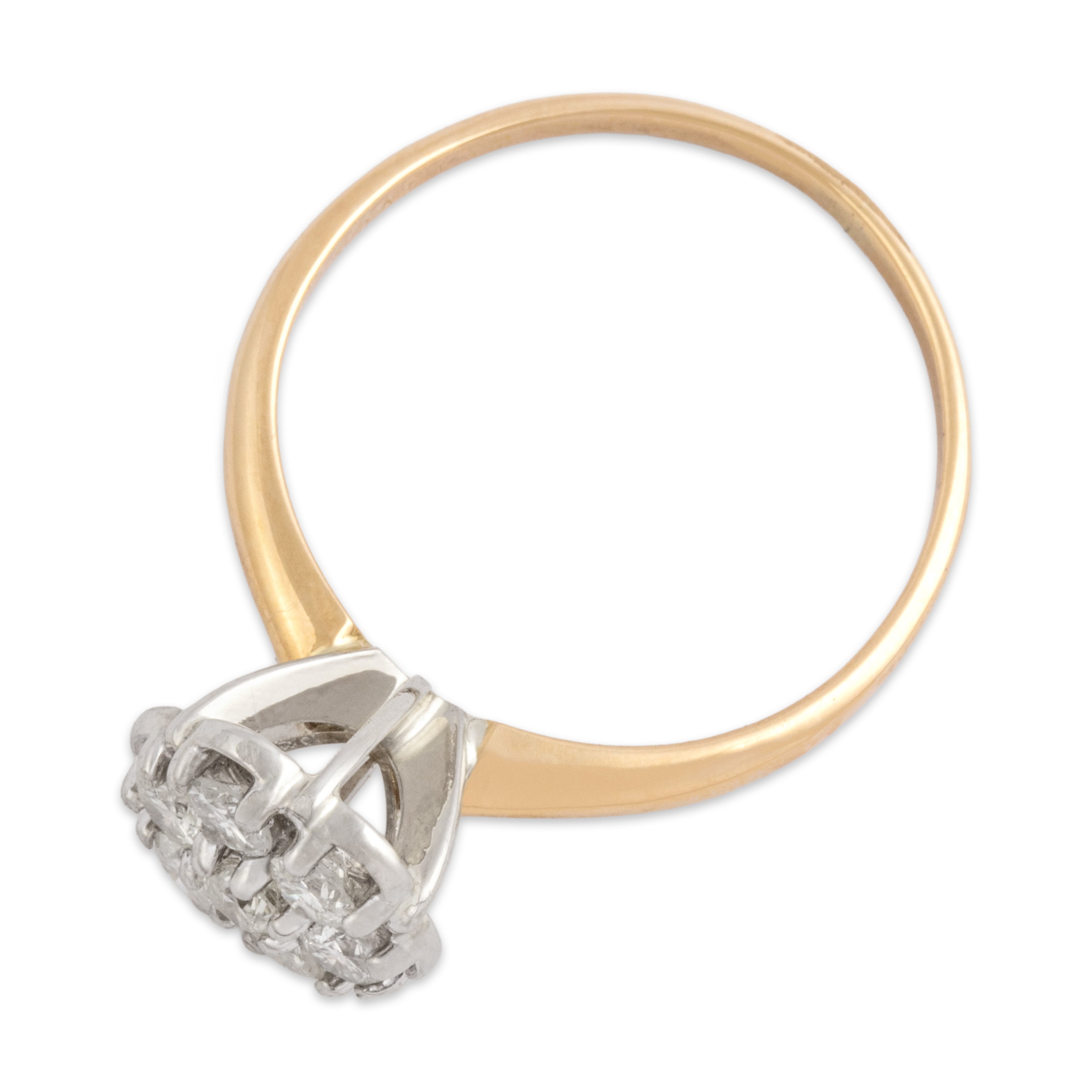 Vintage 10k Yellow & White Gold Diamond Brilliant Daisy Cluster Ring 5.75