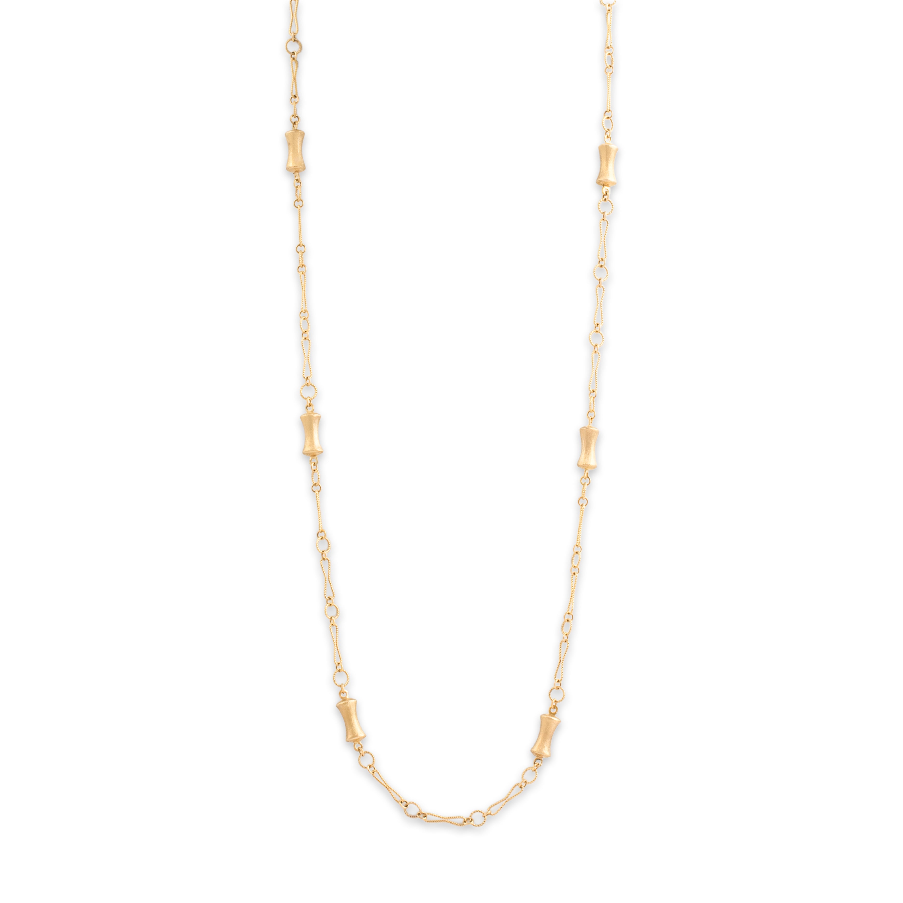 Vintage 9k Yellow Gold Alternating Brushed Roped Peanut Link Necklace - detail view #1