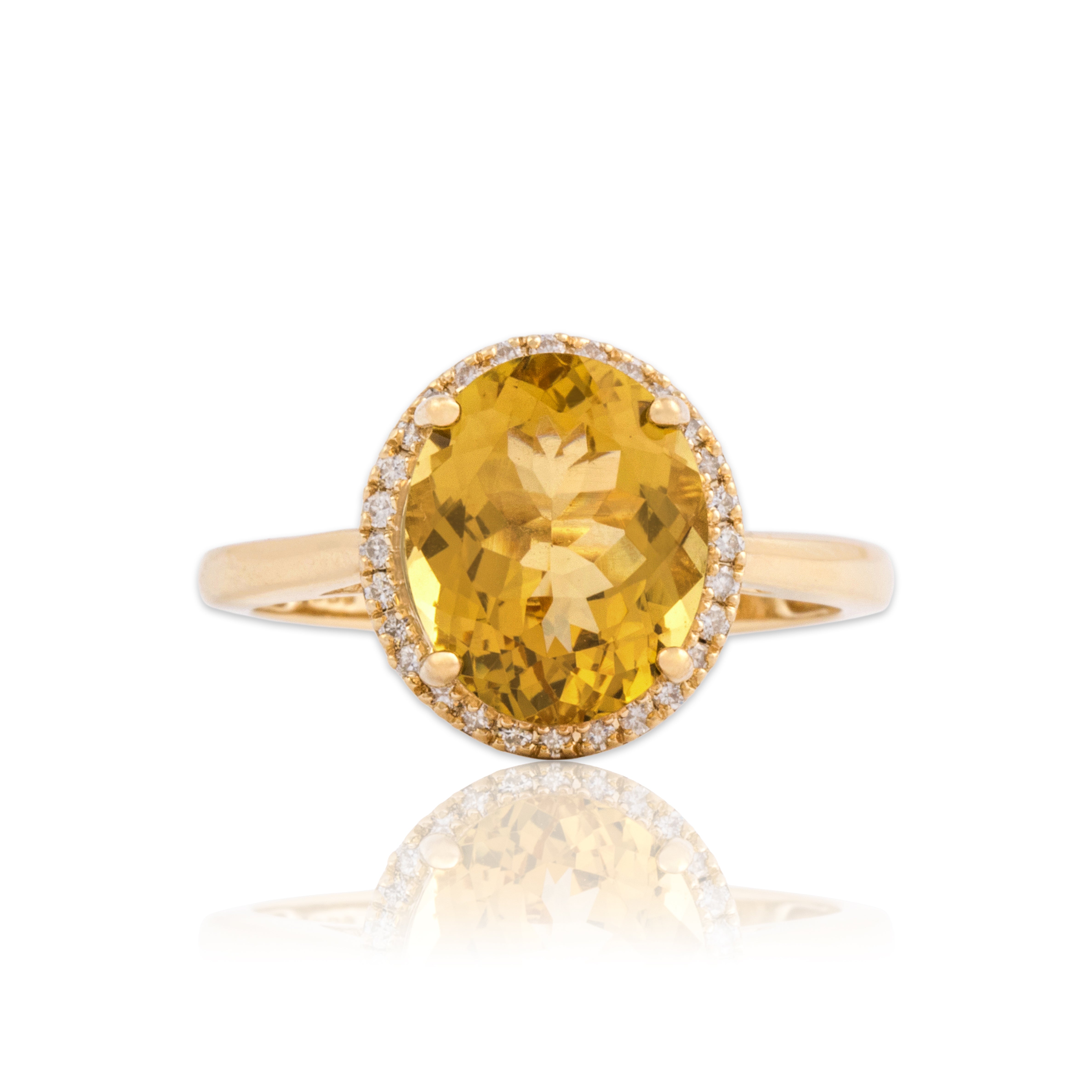 Vintage 14k Yellow Gold 3.13ct Heliodor Diamond Beautiful Honey Halo Ring 8.00