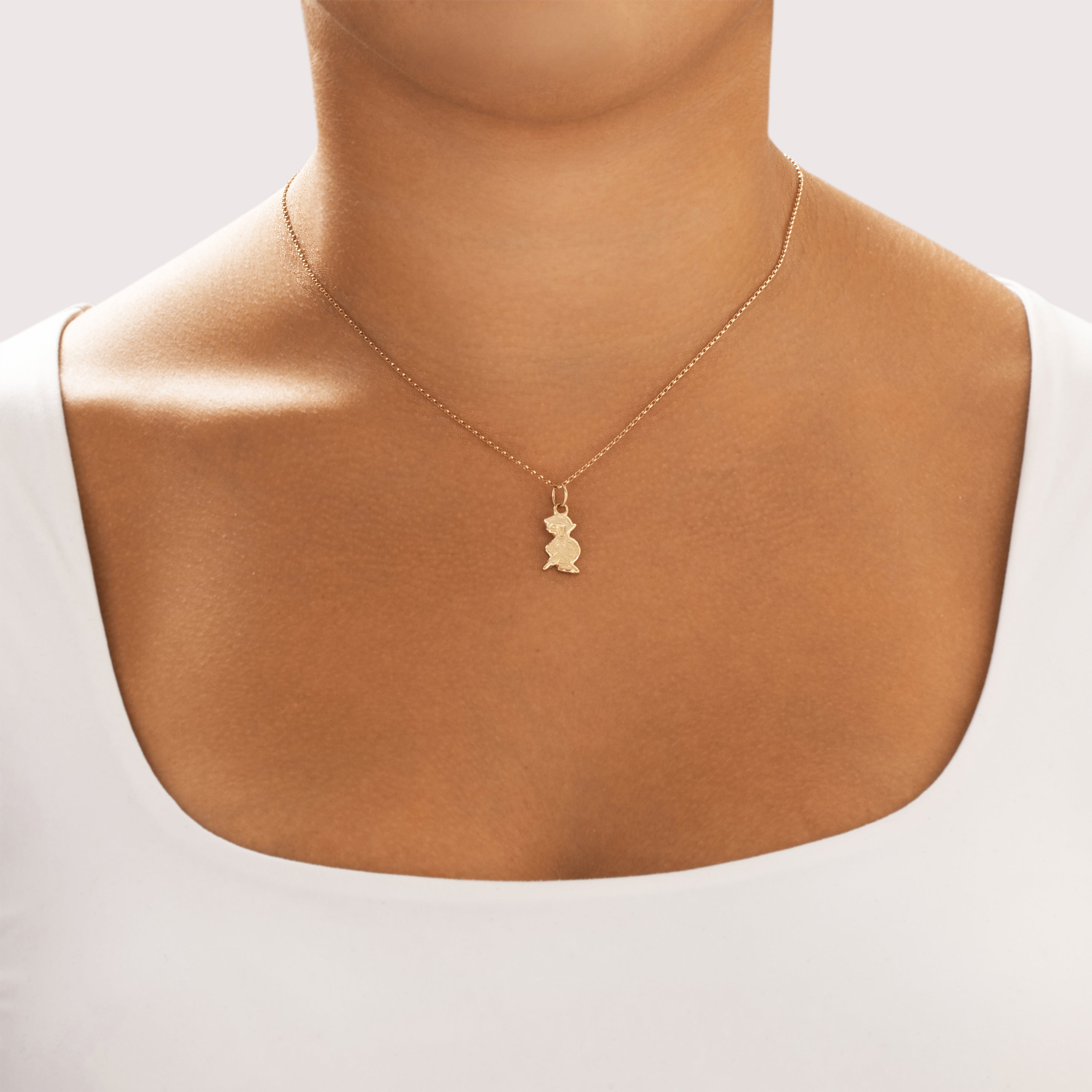 Vintage 14k Yellow Gold Swashbuckling Pirate Turtle Charm / Pendant - On model view