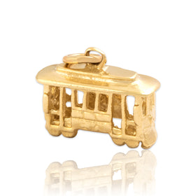 Vintage 14k Yellow Gold Cable Car Trolley Charm / Pendant