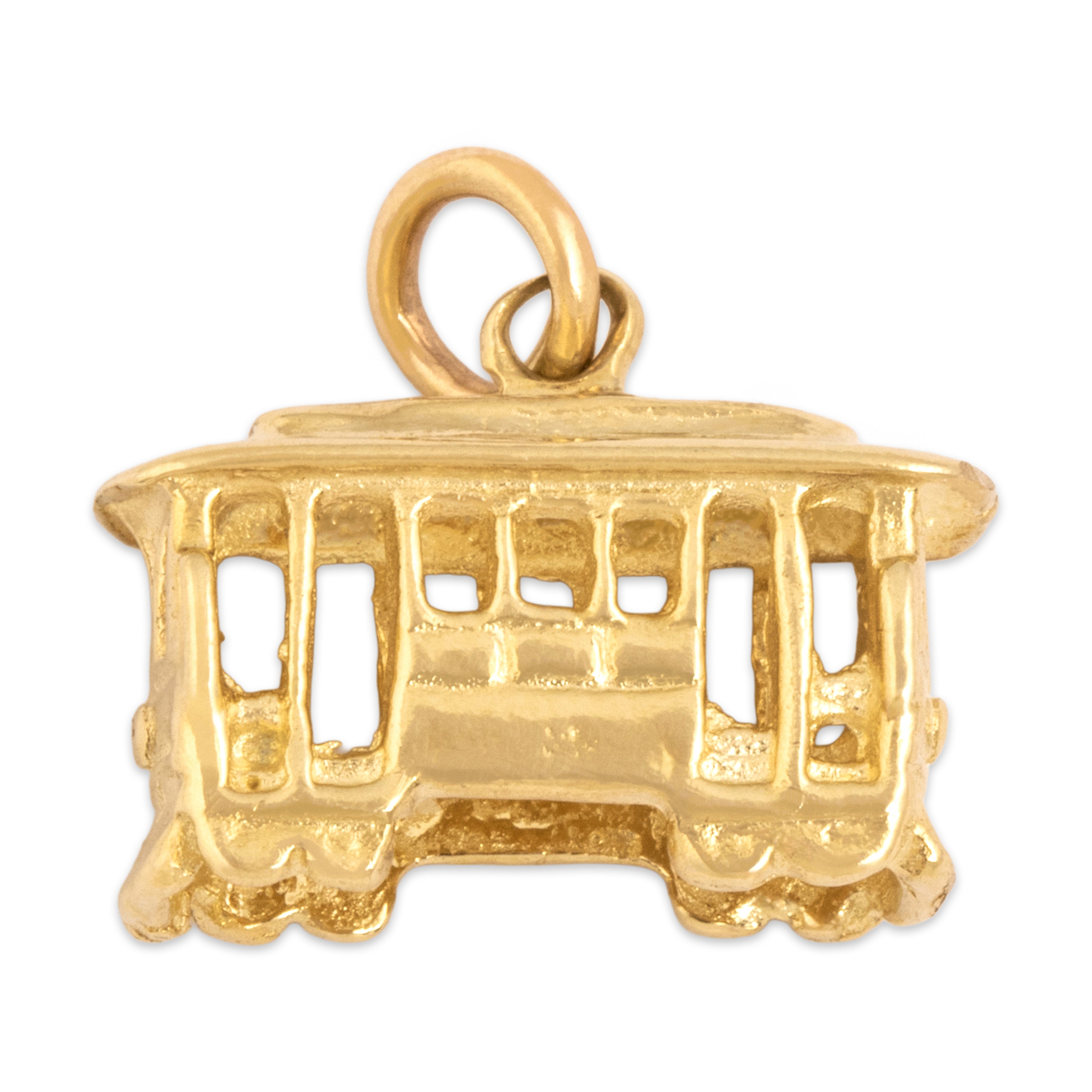 Vintage 14k Yellow Gold Cable Car Trolley Charm / Pendant - Overall view