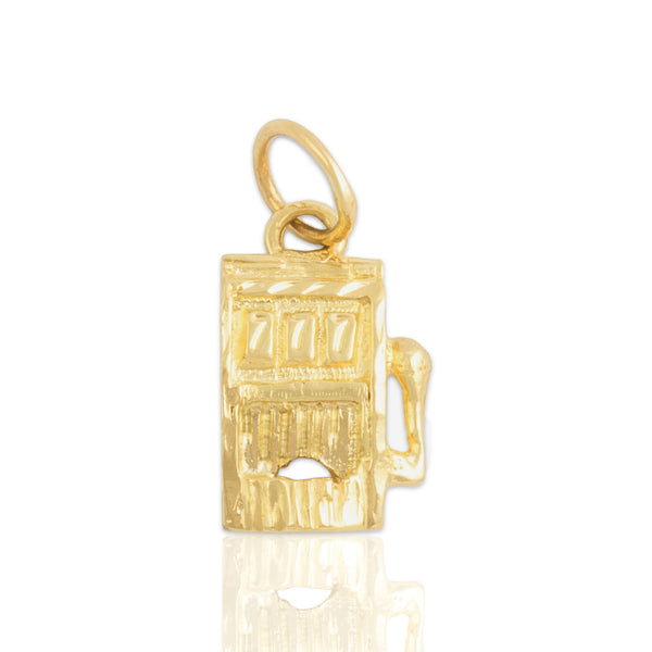 Vintage 14k Yellow Gold Lucky 777 Slot Machine Charm / Pendant