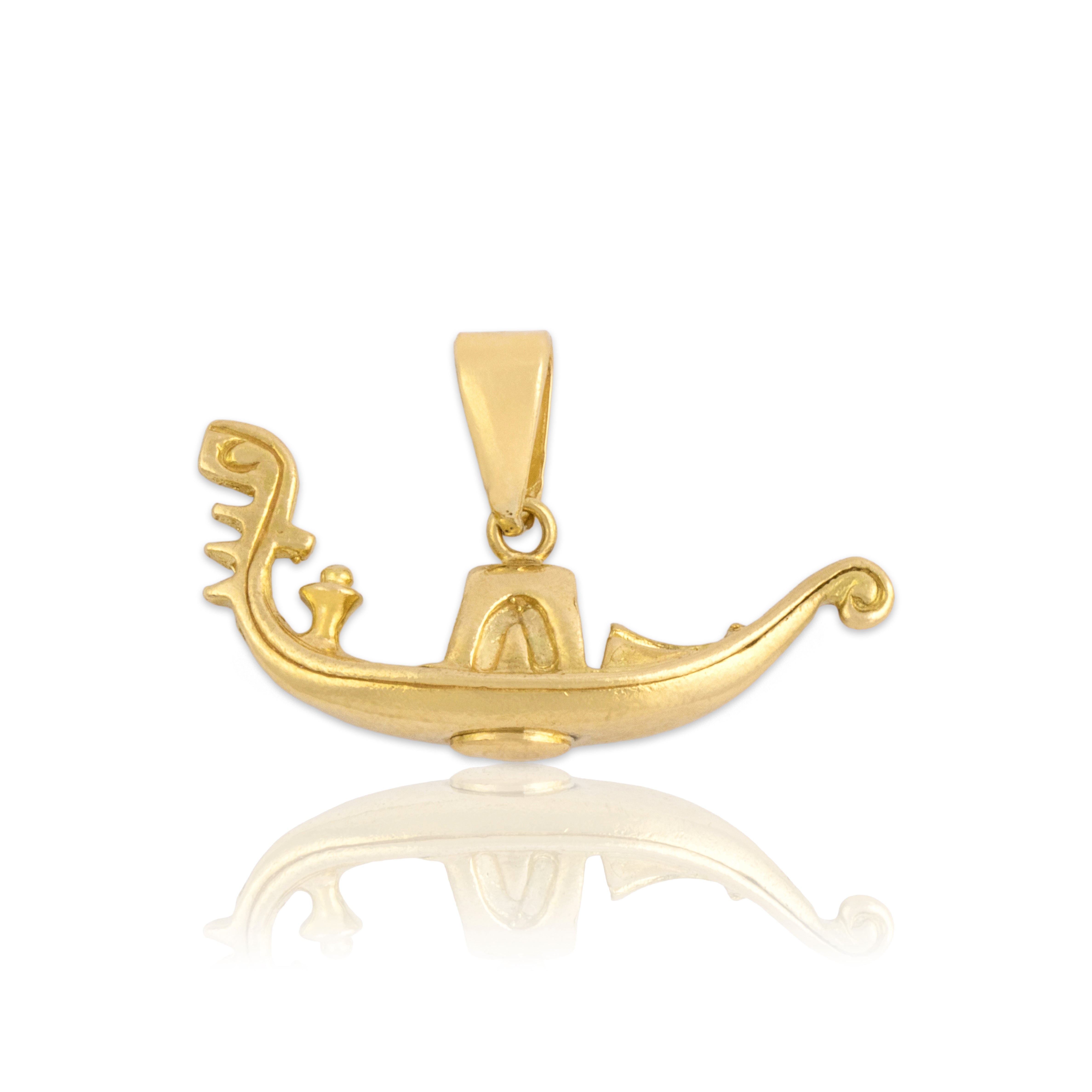 Vintage Italian 18k Yellow Gold Venetian Gondola Charm / Pendant