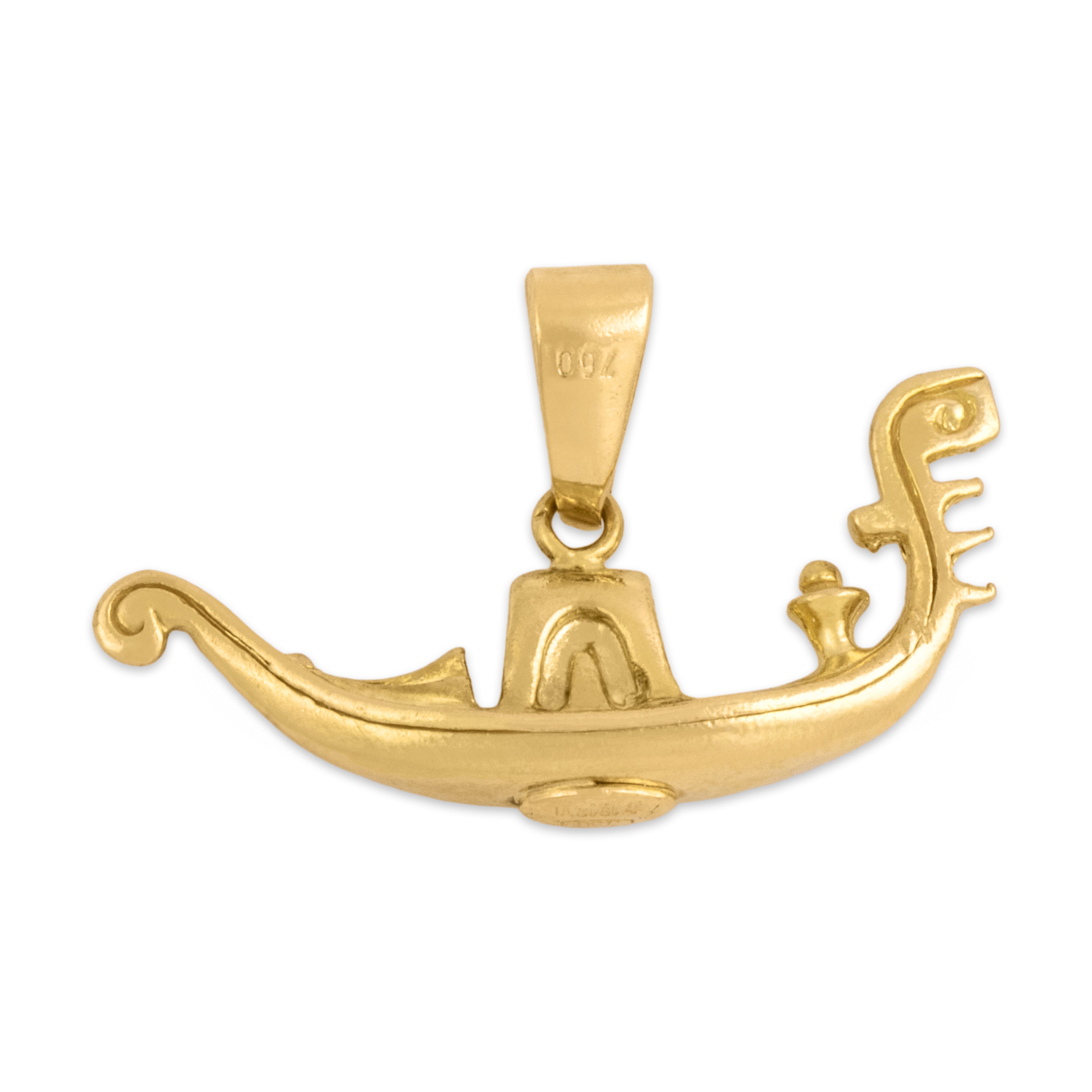 Vintage Italian 18k Yellow Gold Venetian Gondola Charm / Pendant