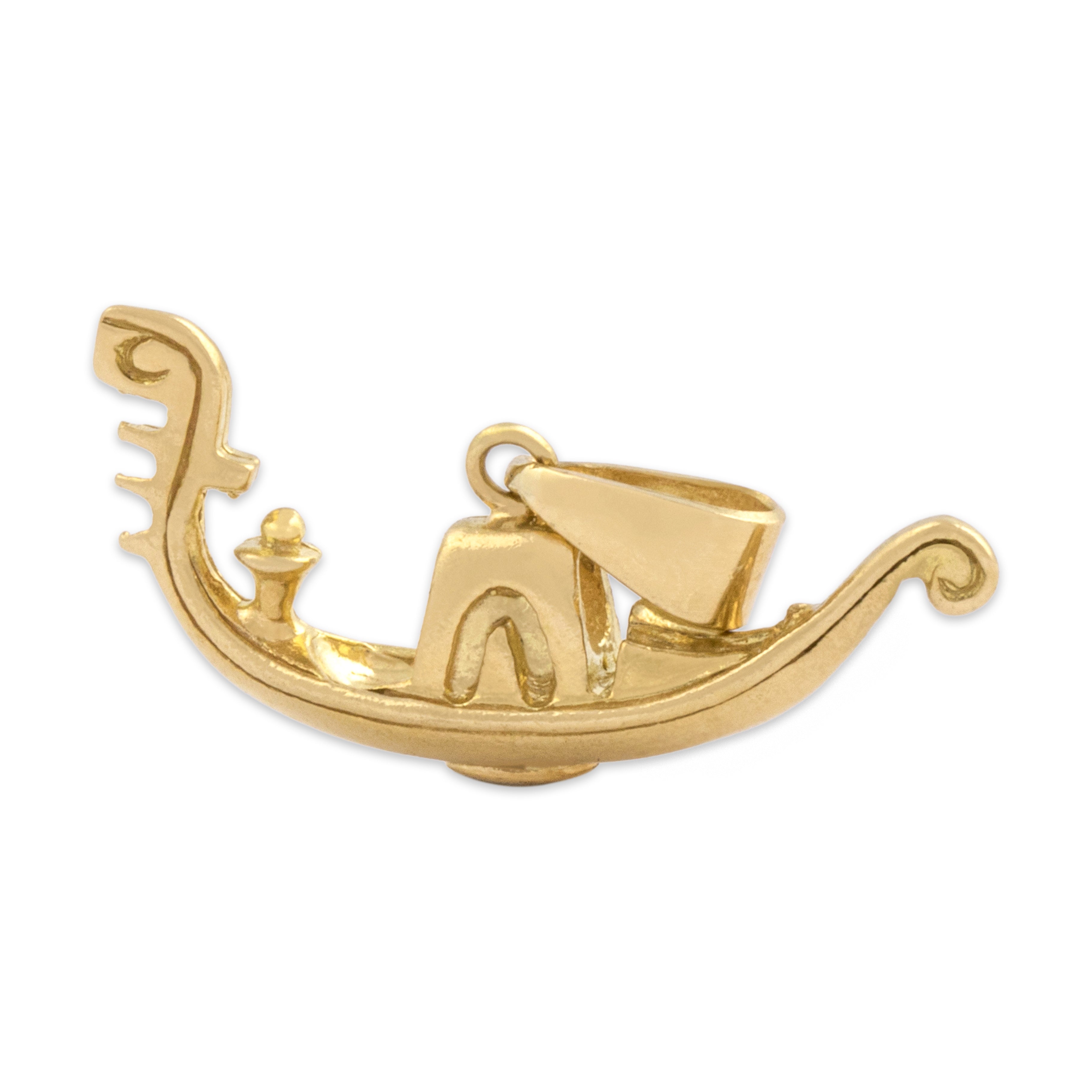 Vintage Italian 18k Yellow Gold Venetian Gondola Charm / Pendant - Overall view