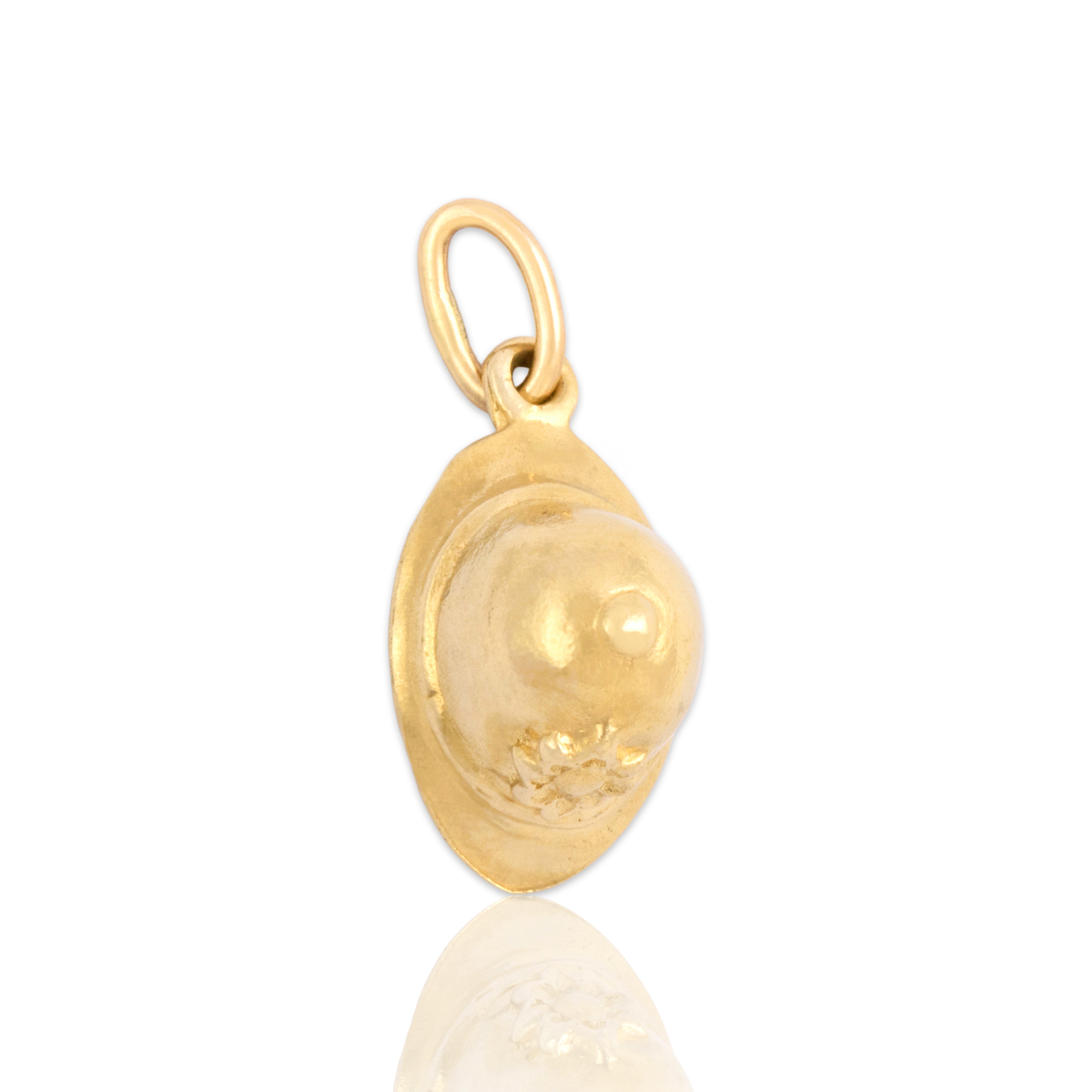 Vintage 14k Yellow Gold Custodian Police Helmet Charm / Pendant