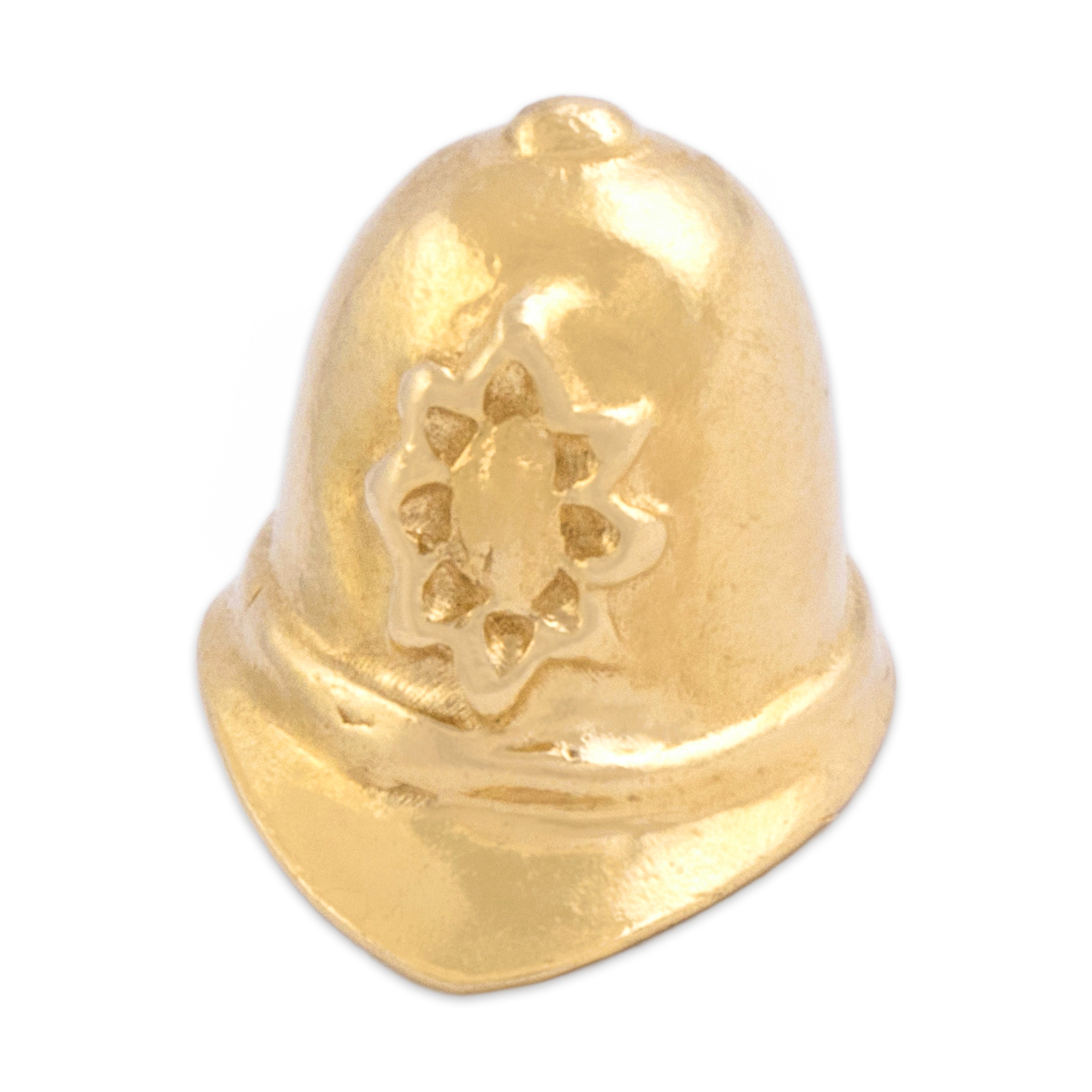 Vintage 14k Yellow Gold Custodian Police Helmet Charm / Pendant